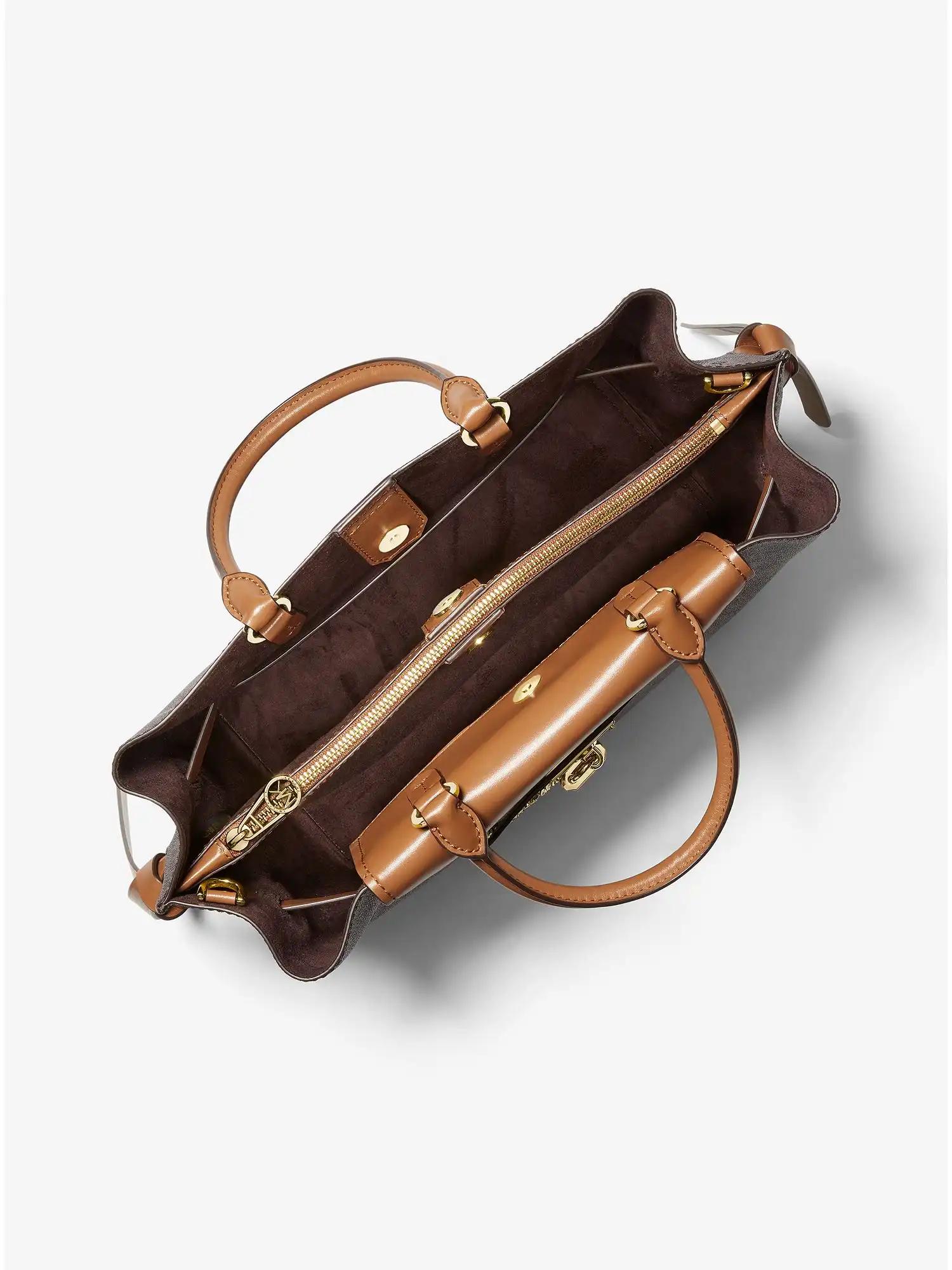 hamilton legacy large logo belted satchel brn acorn