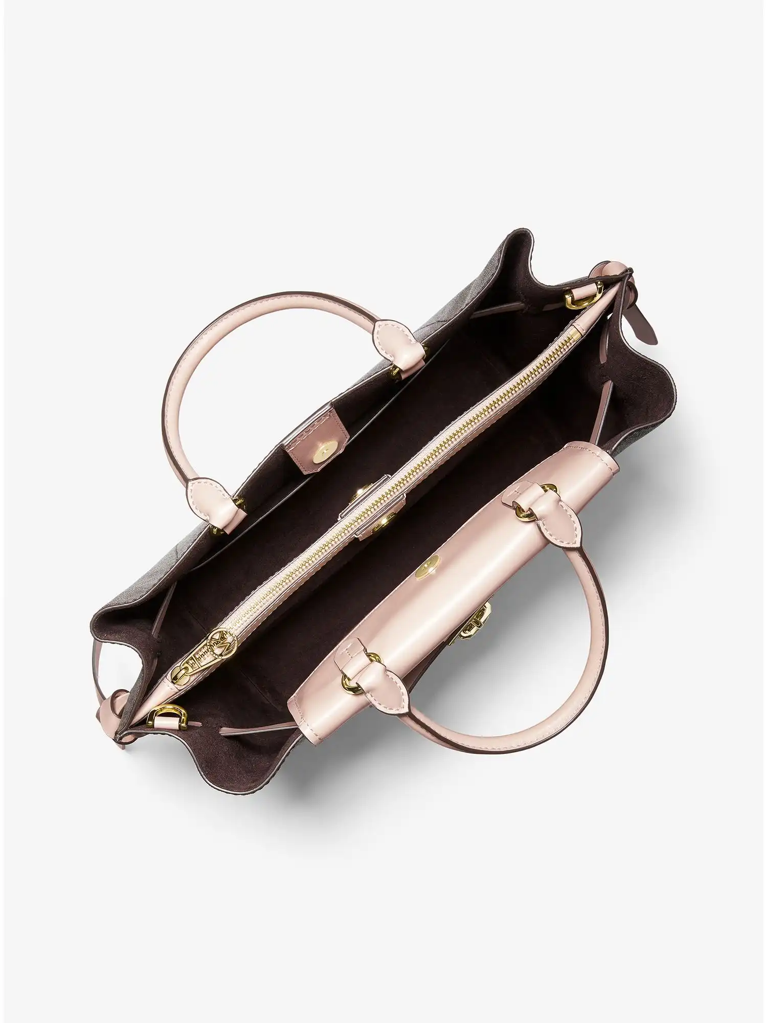 hamilton legacy large logo belted satchel brn sftpink