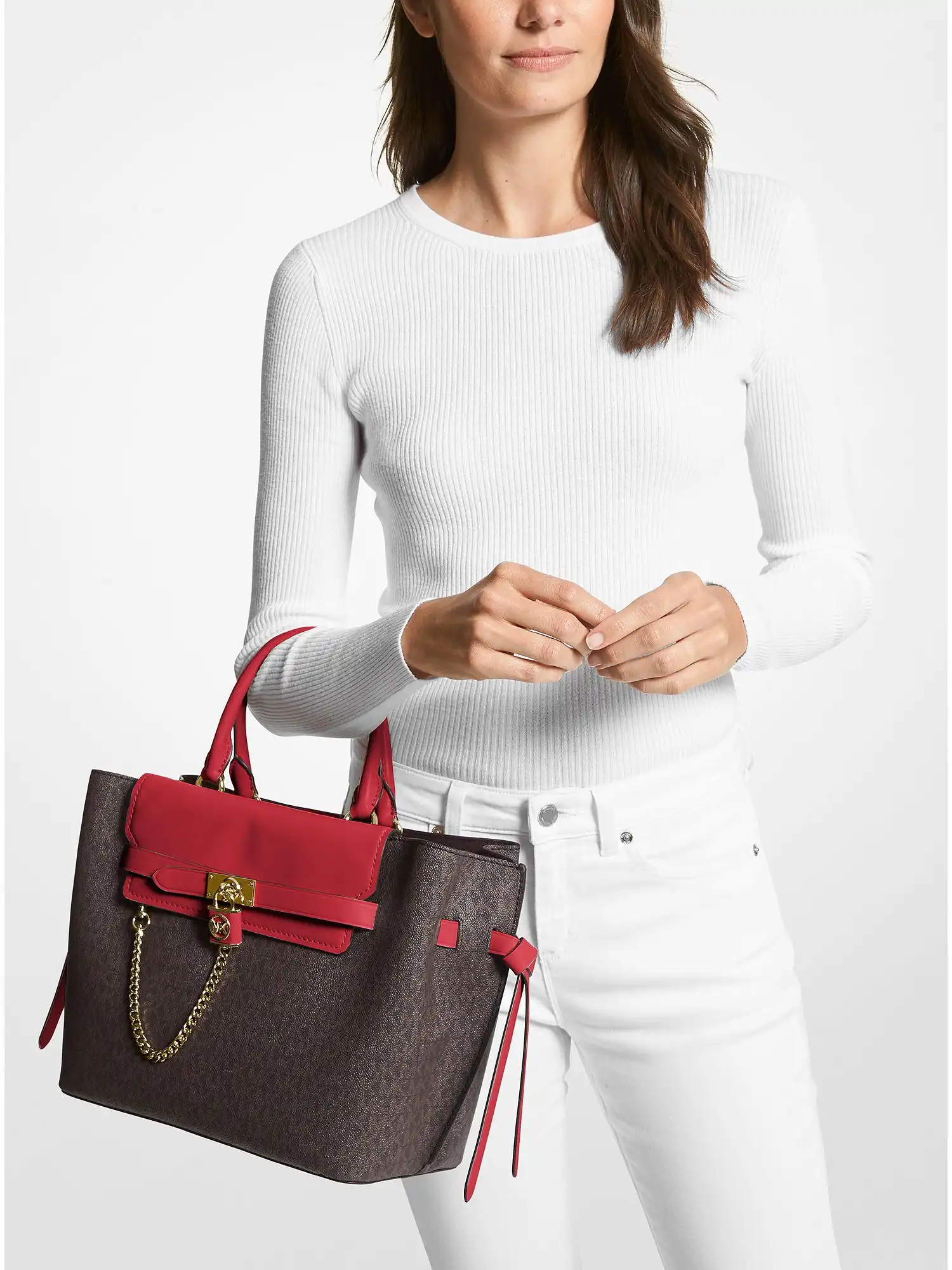 hamilton legacy large logo belted satchel crimson