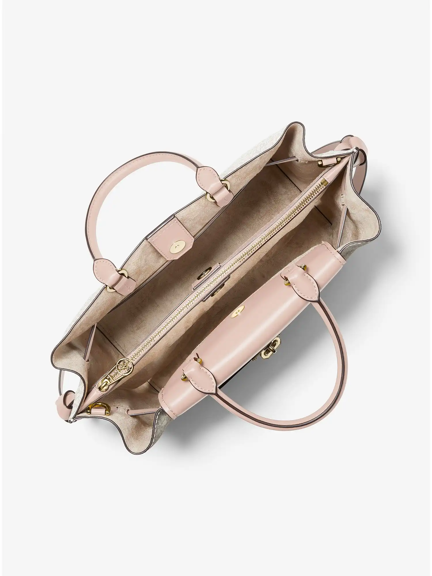 hamilton legacy large logo belted satchel vanilla soft pink