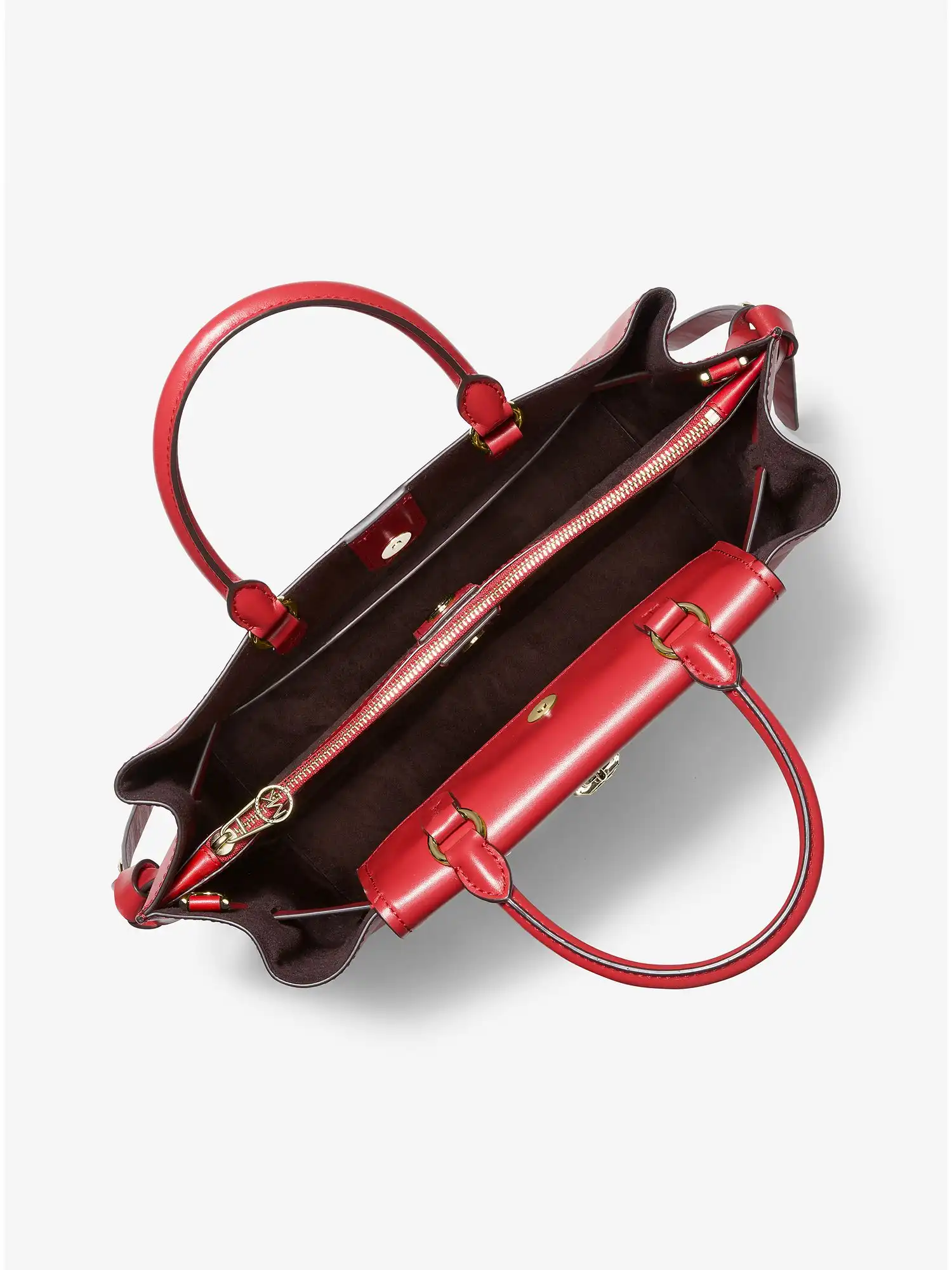 hamilton legacy large studded leather belted satchel crimson