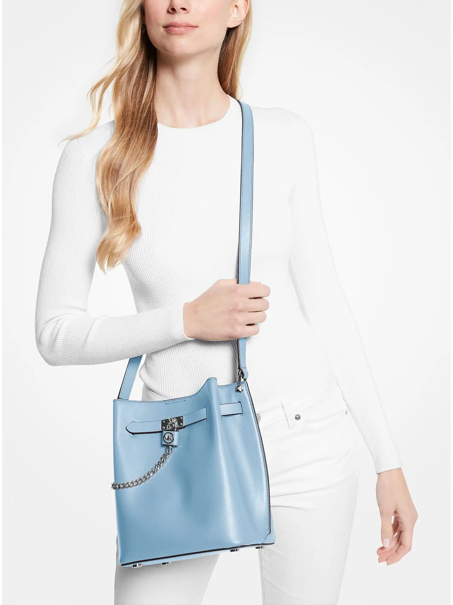 hamilton legacy medium leather messenger bag chambray