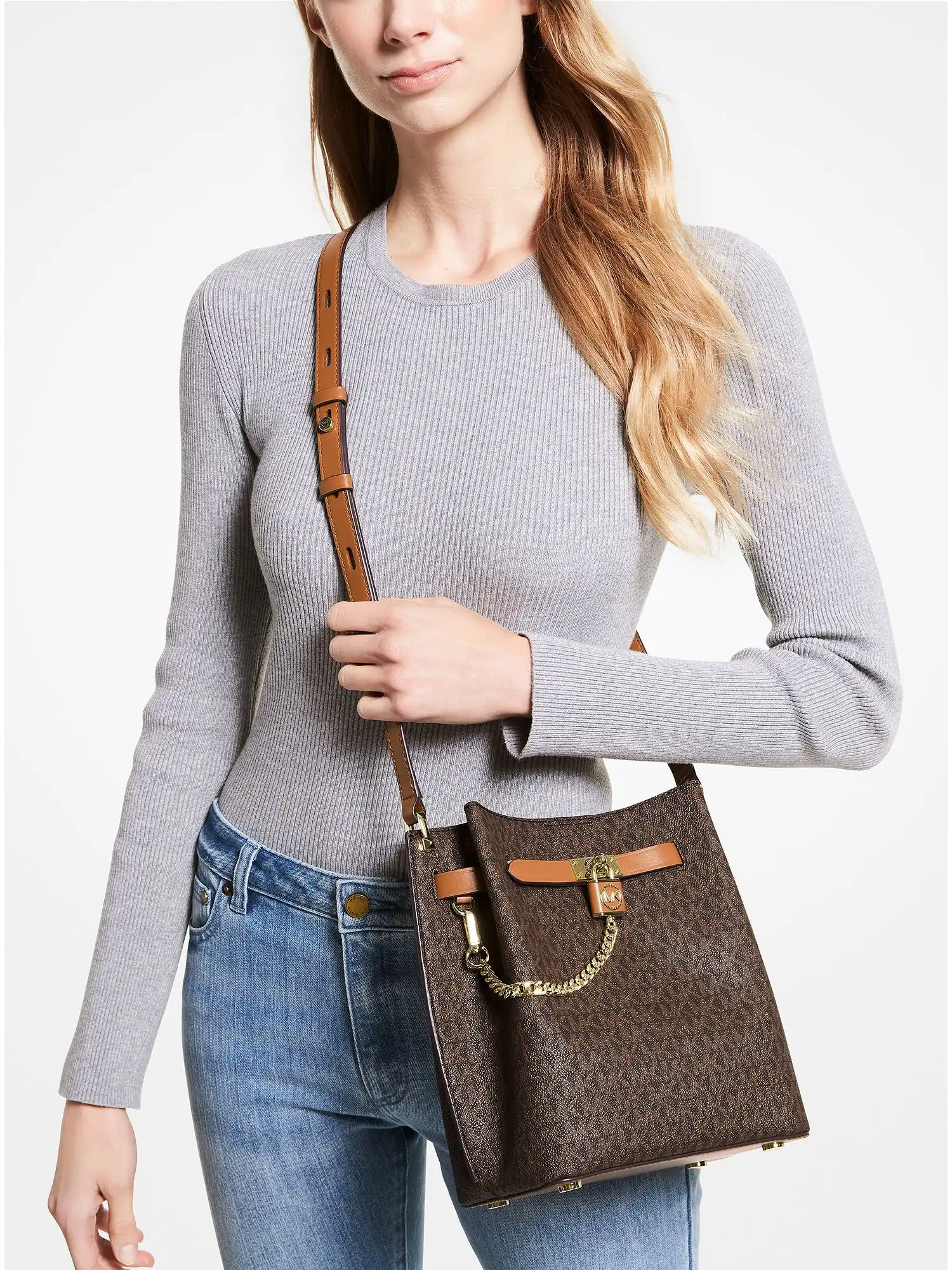 hamilton legacy medium logo messenger bag brn acorn