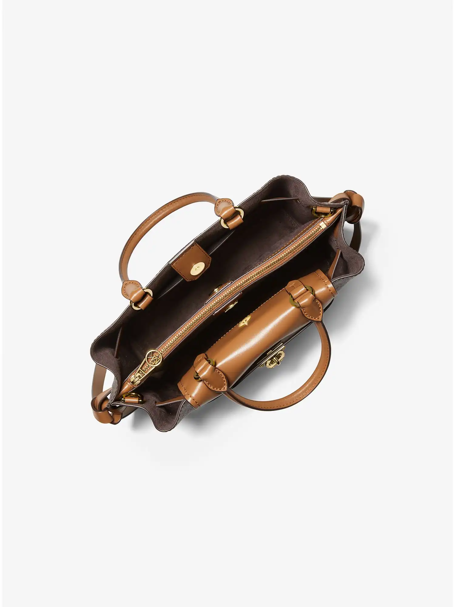 hamilton legacy small logo belted satchel brn acorn