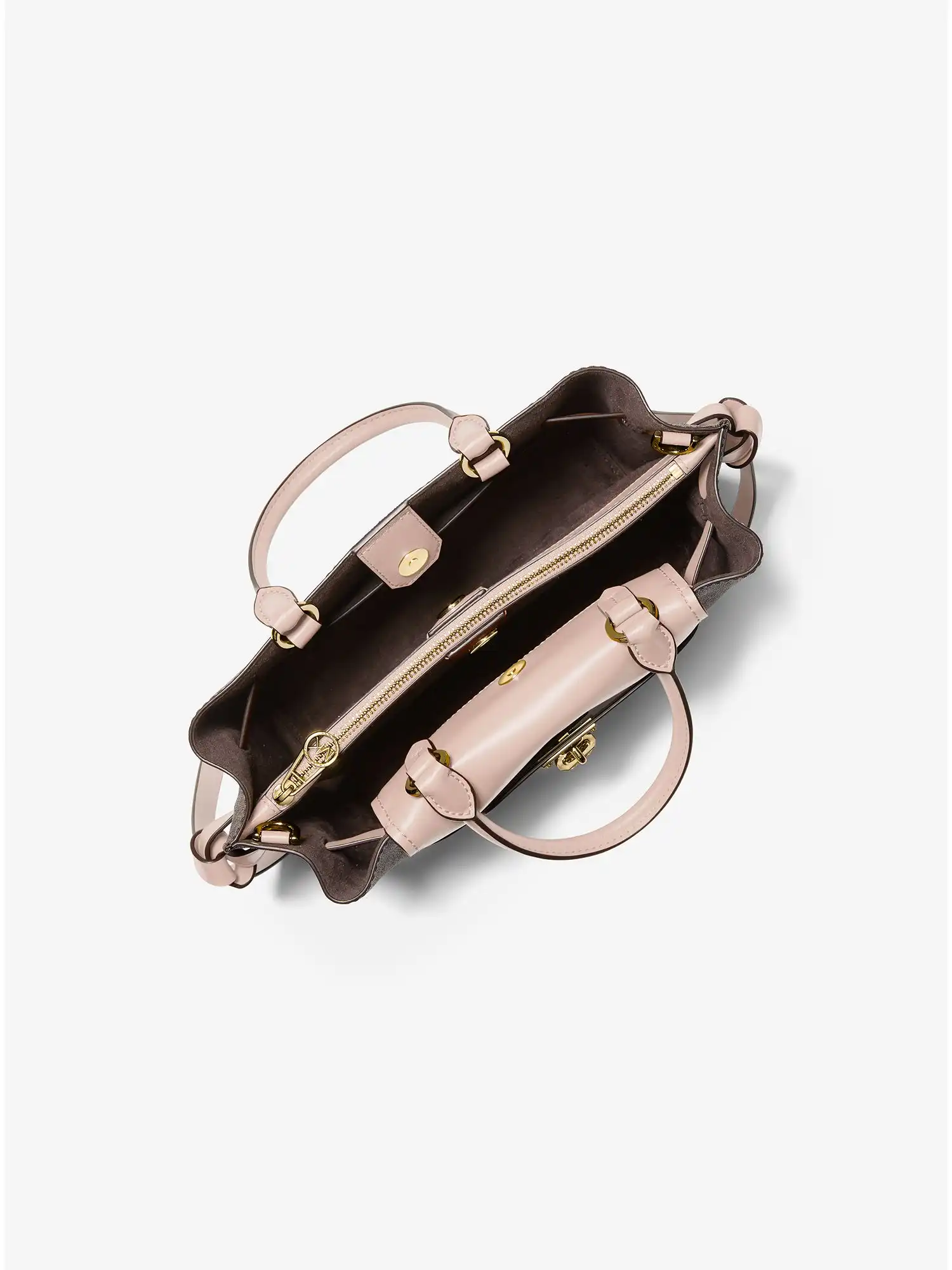 hamilton legacy small logo belted satchel brn sftpink