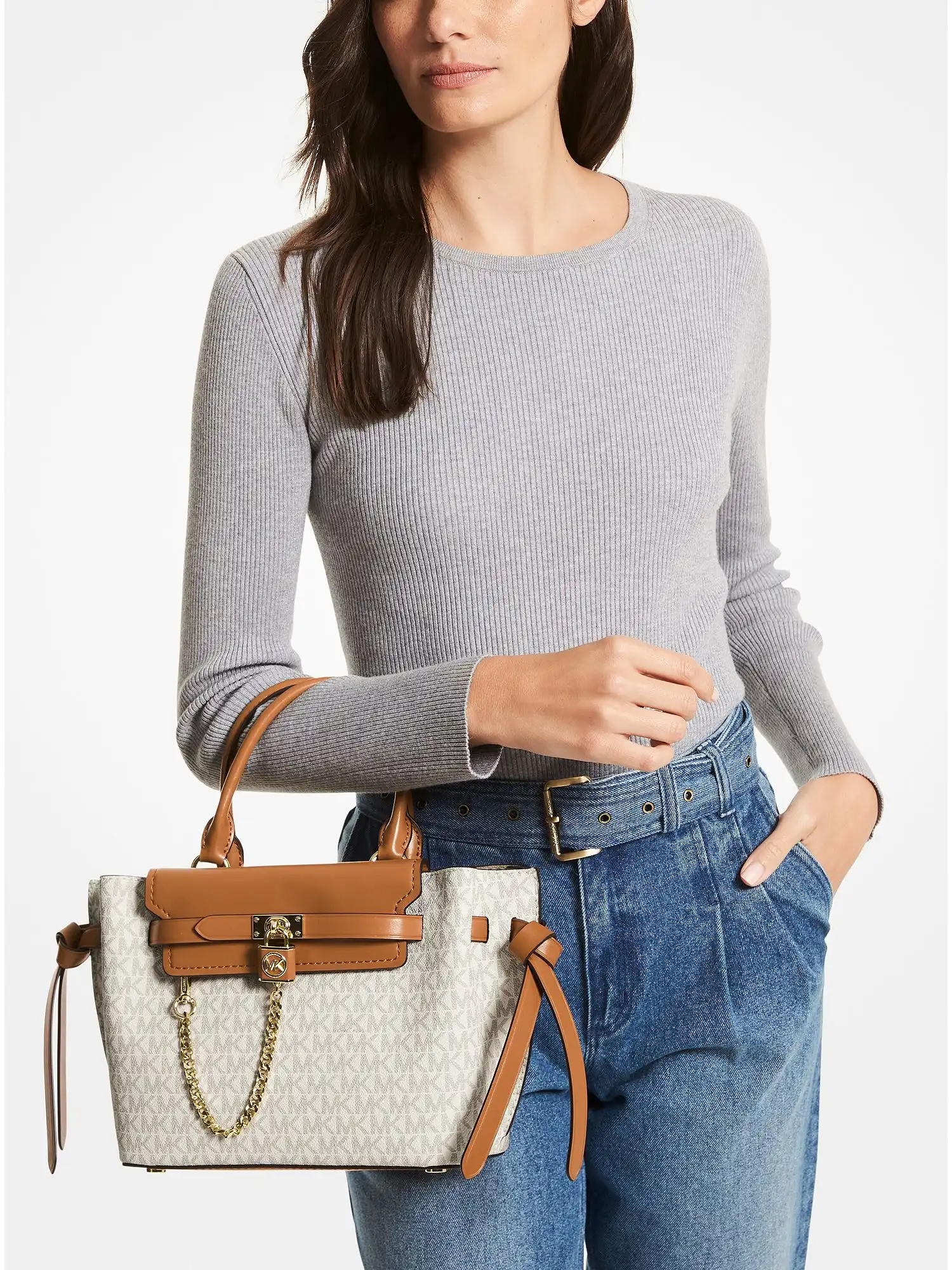 hamilton legacy small logo belted satchel vanilla acorn