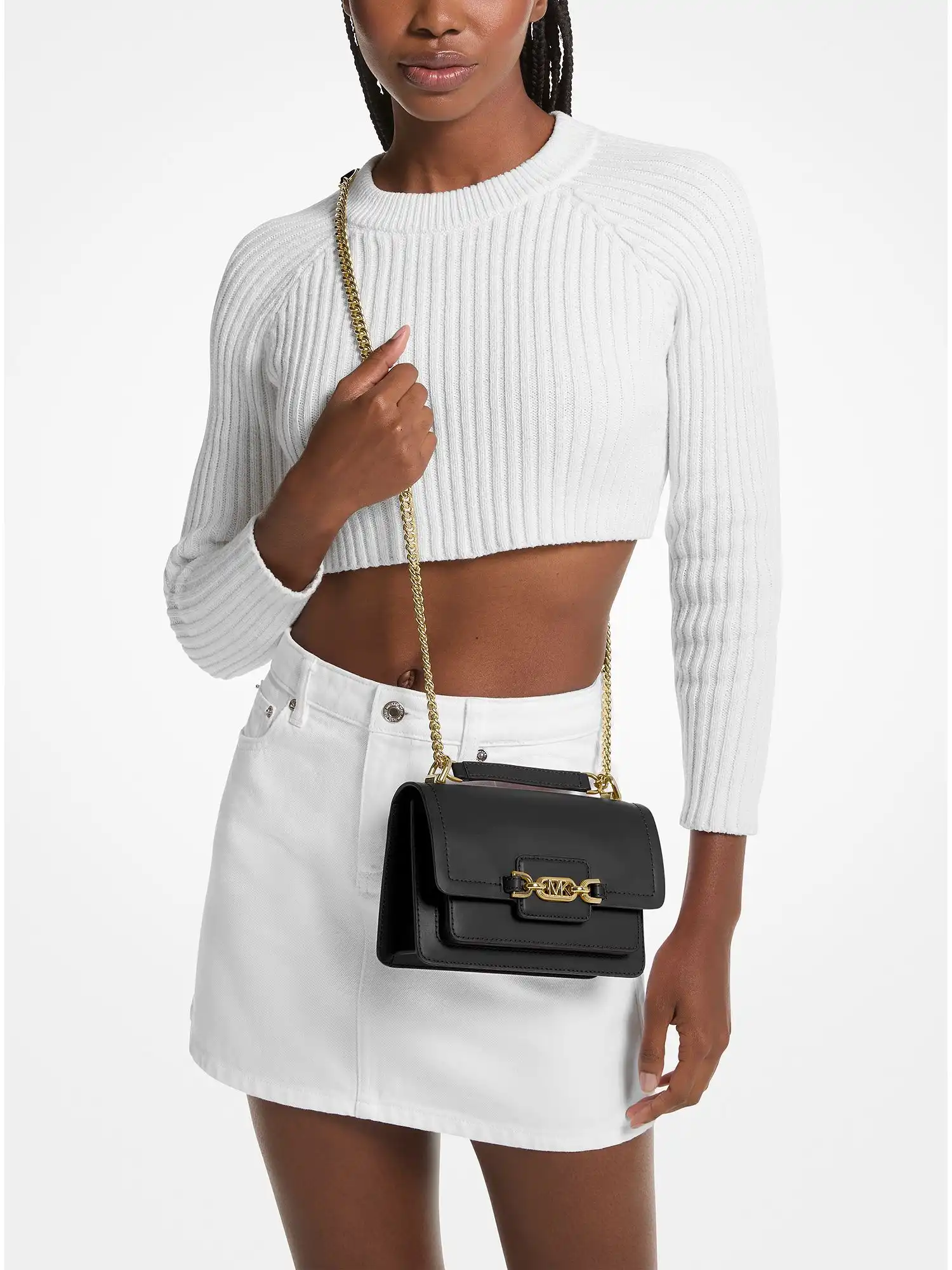 heather extra small leather crossbody bag black