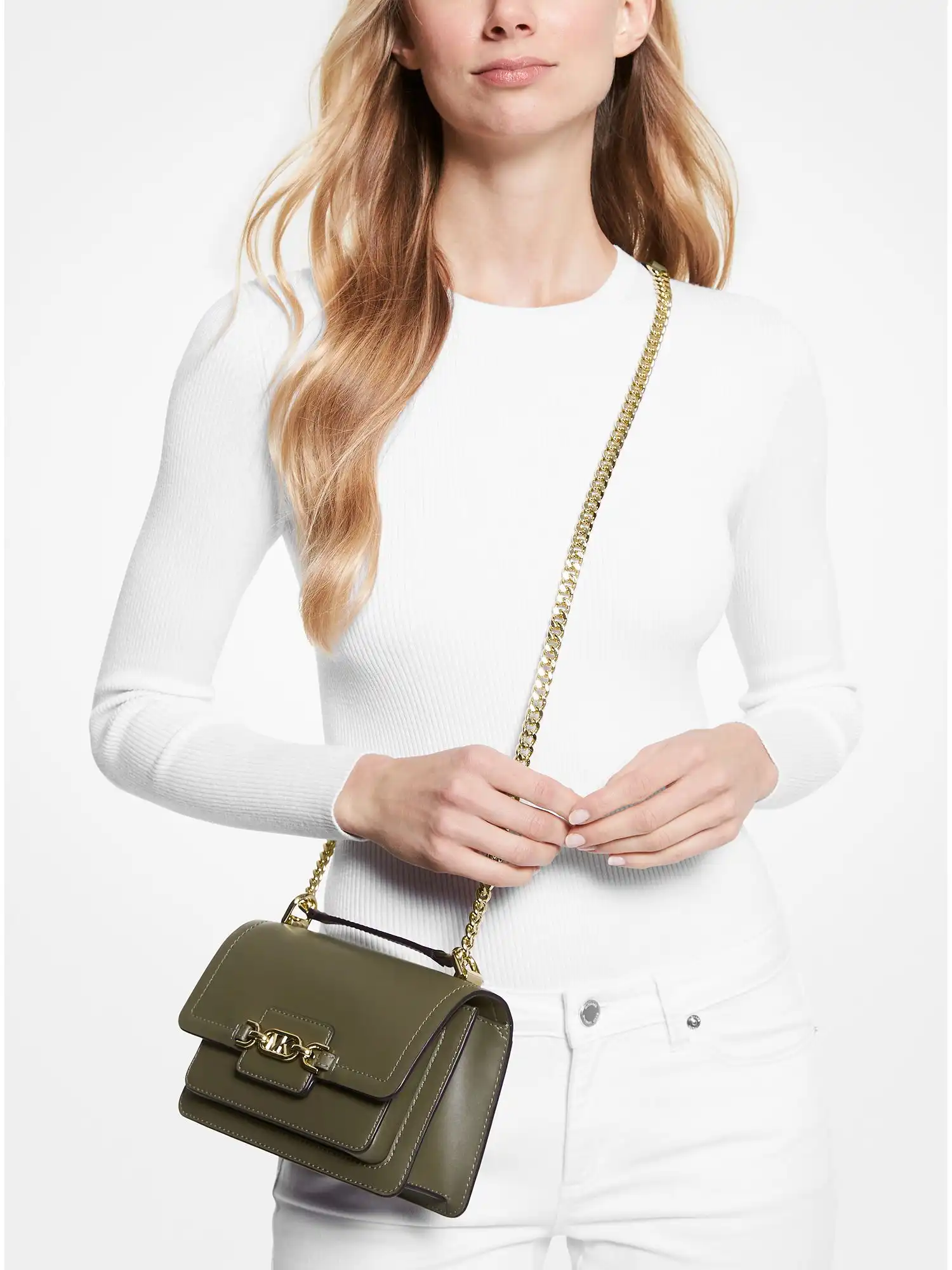 heather extra small leather crossbody bag olive