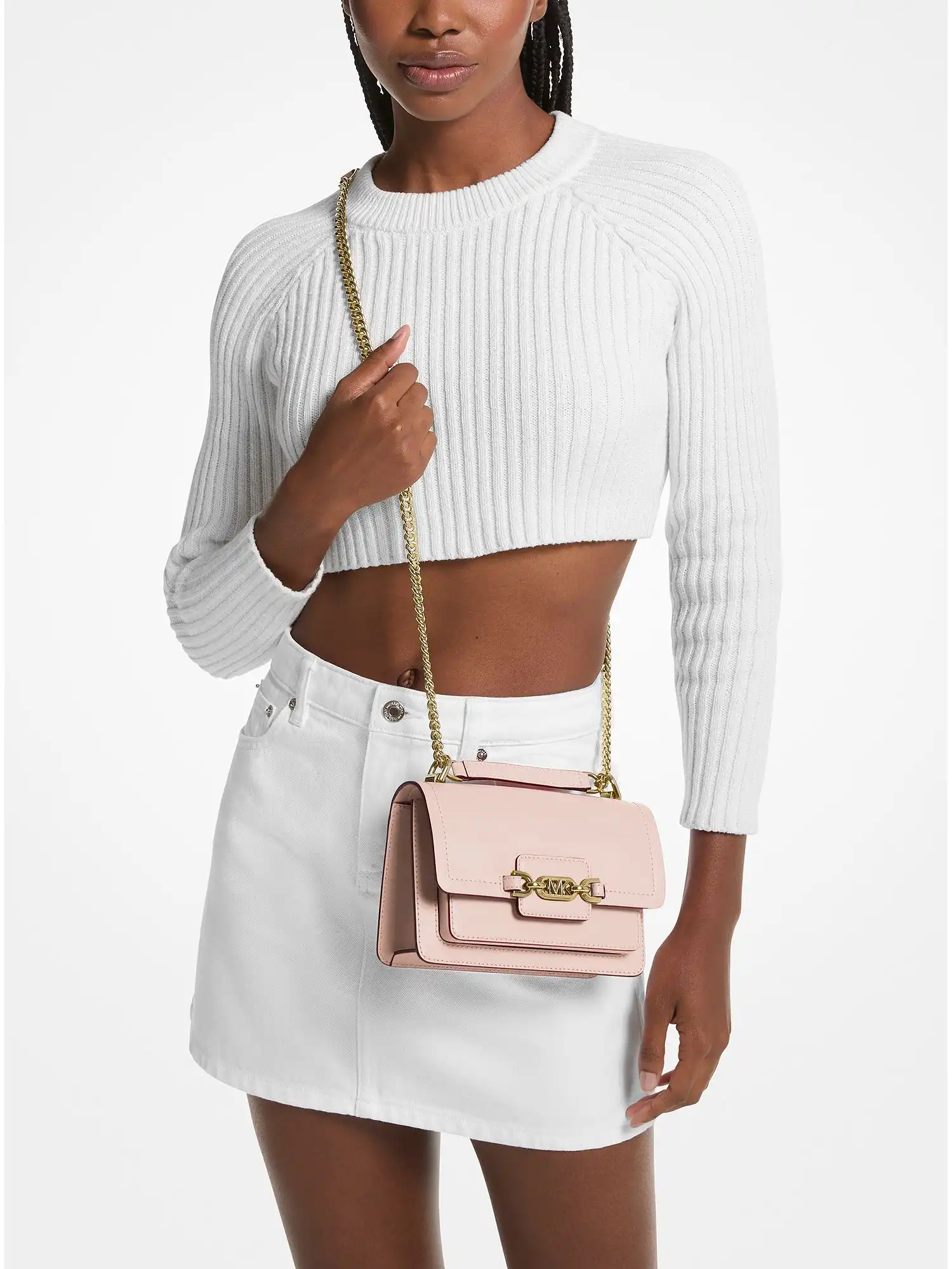 heather extra small leather crossbody bag soft pink