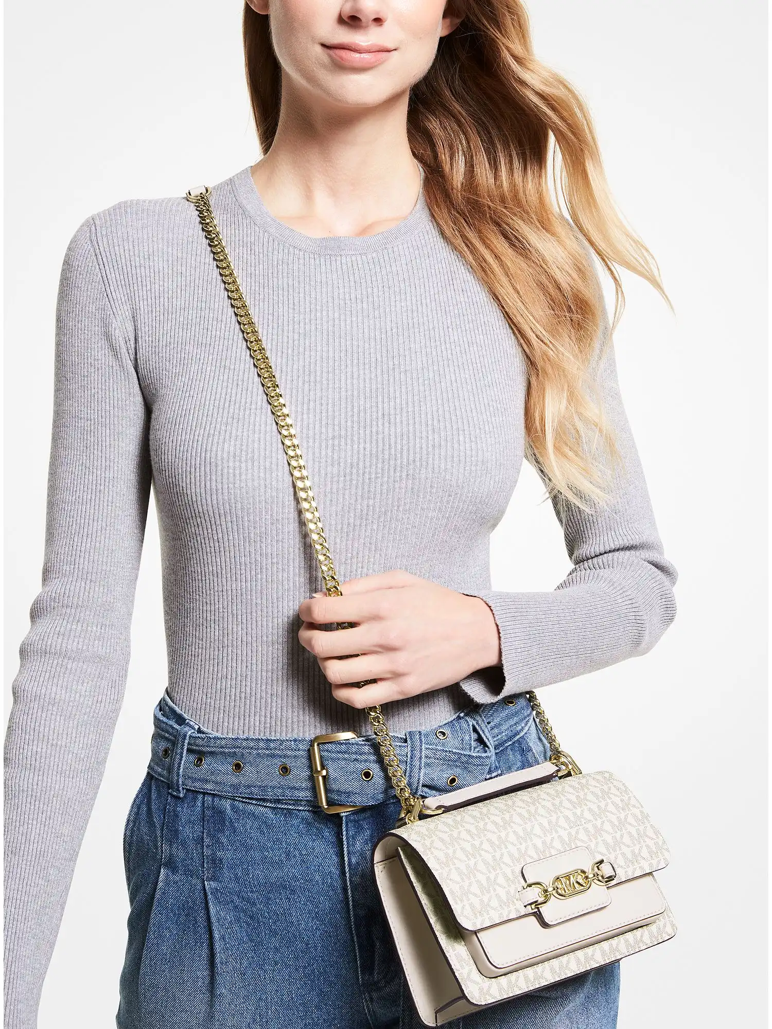 heather extra small logo crossbody bag van cream