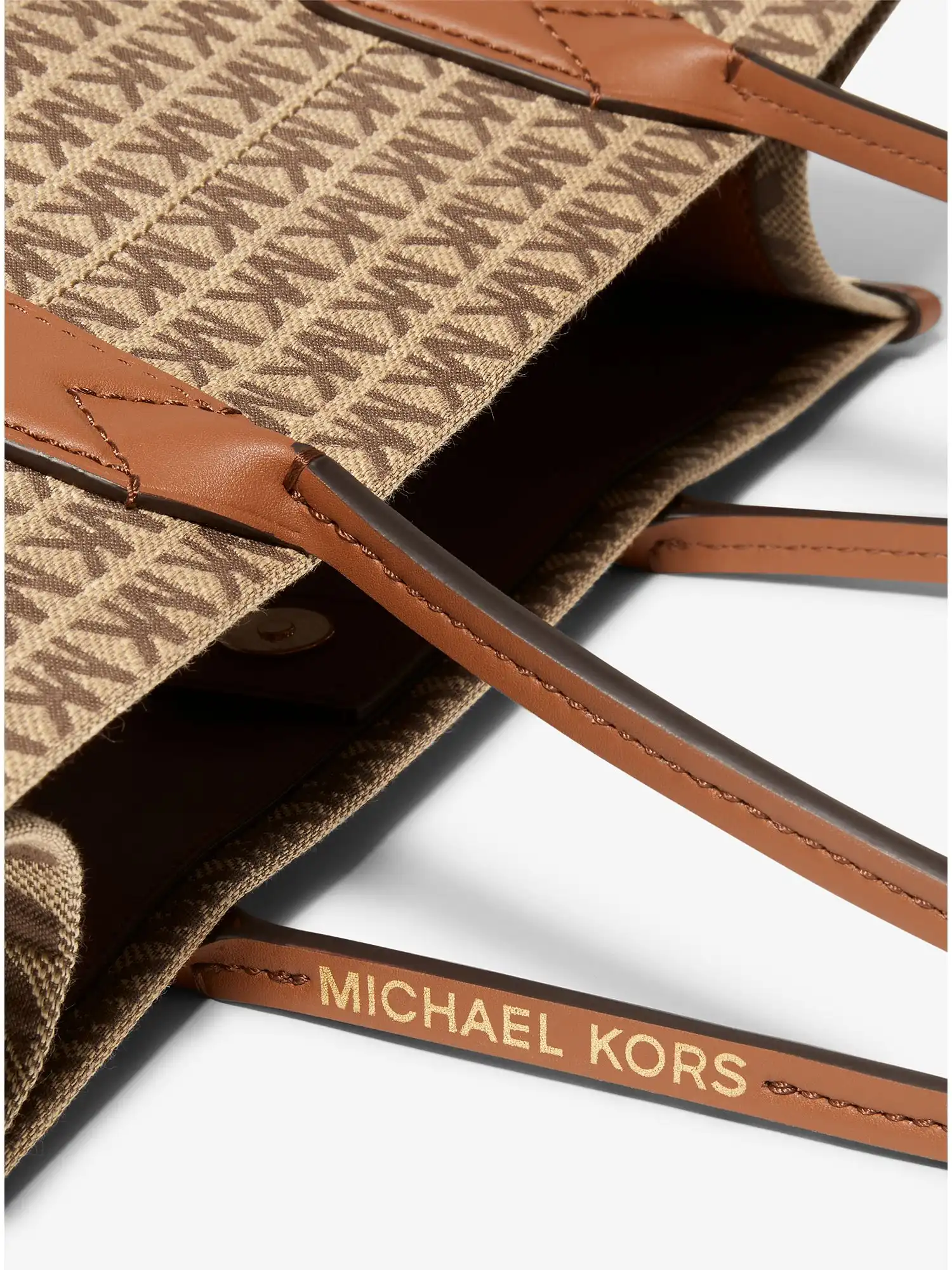 heidi large logo jacquard tote bag beige ebony brown