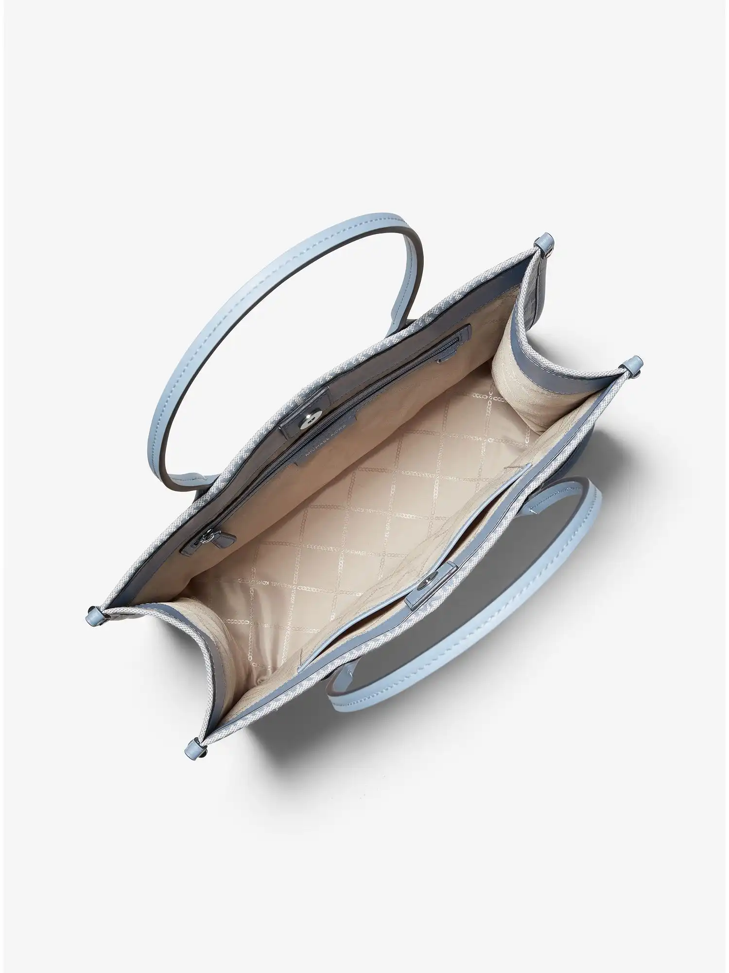 heidi large logo jacquard tote bag chambray