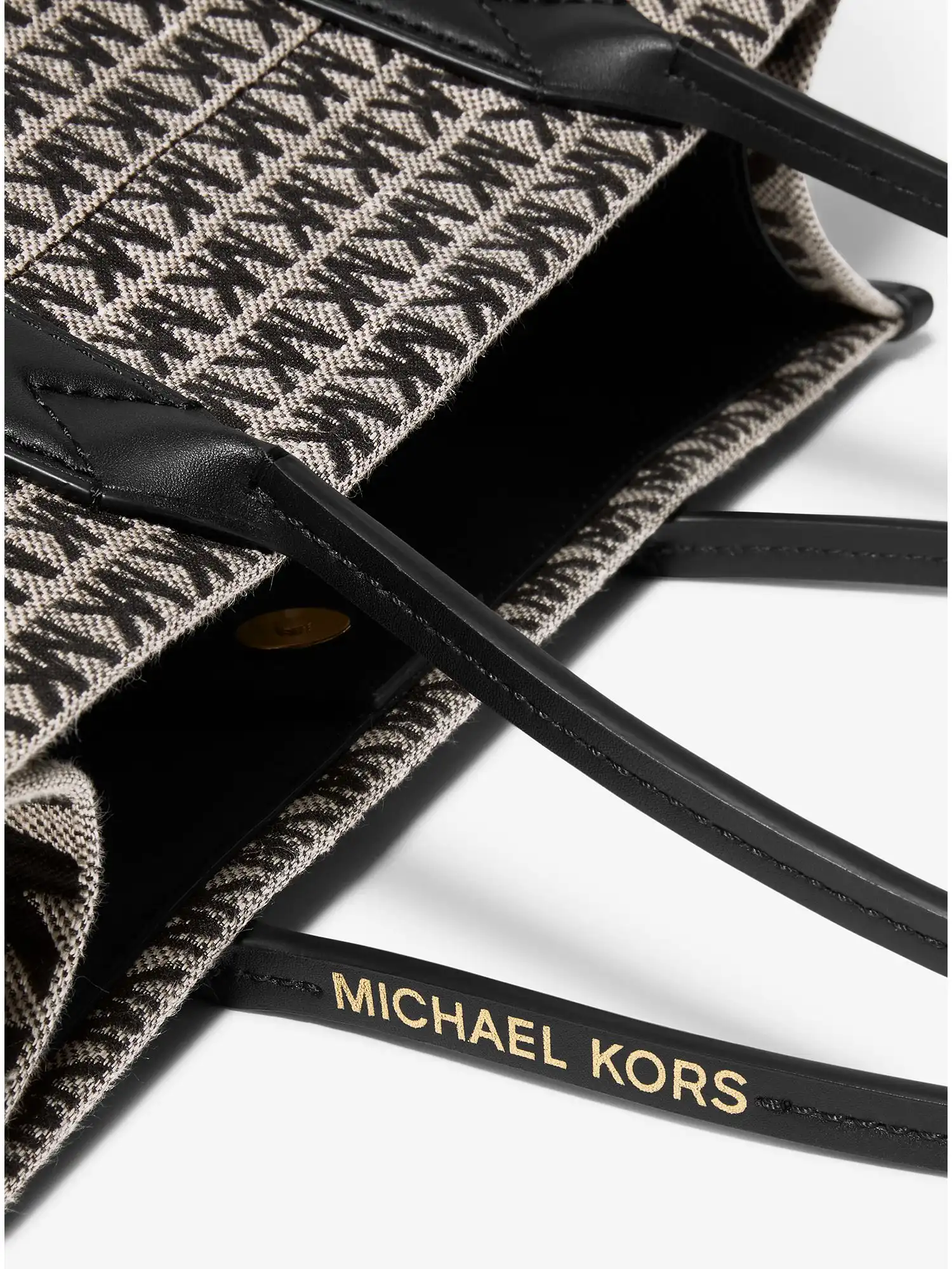 heidi large logo jacquard tote bag natural black