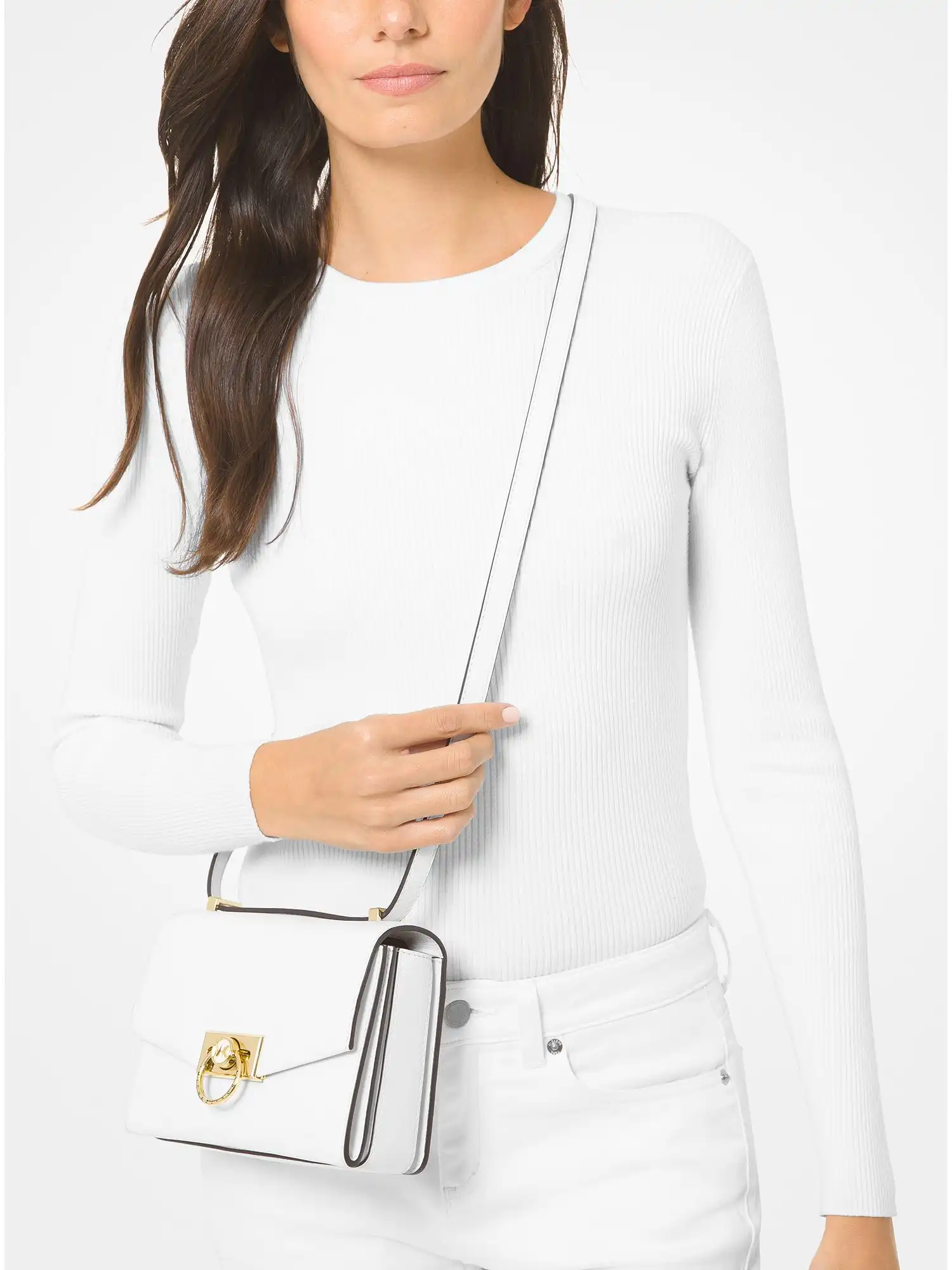 hendrix extra small leather crossbody bag optic white