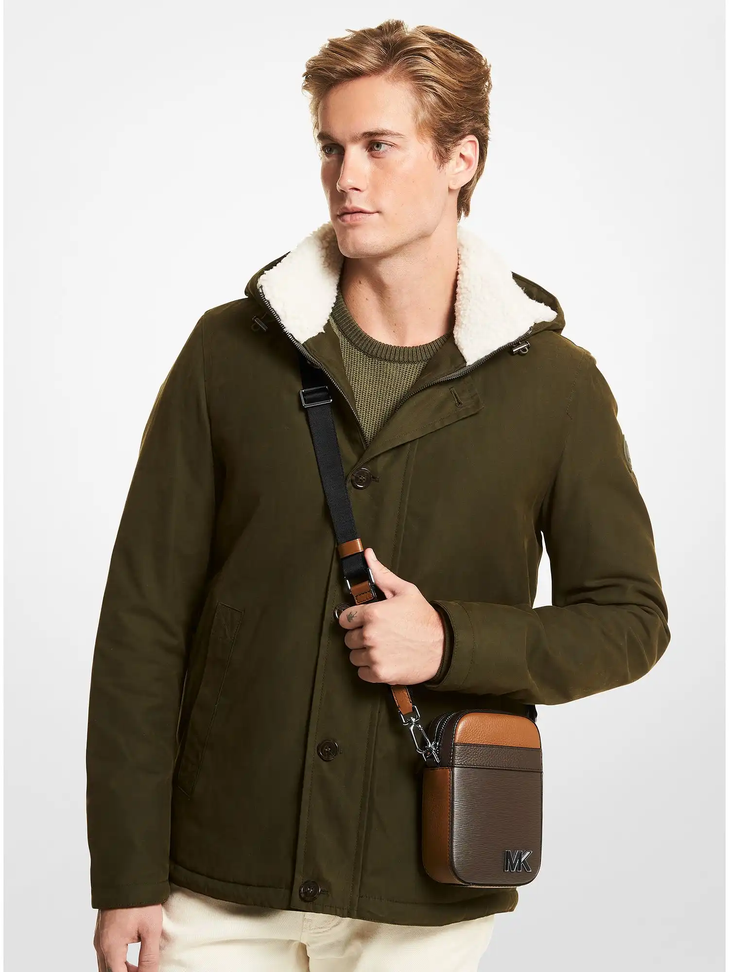 hudson color block leather smartphone crossbody bag brown