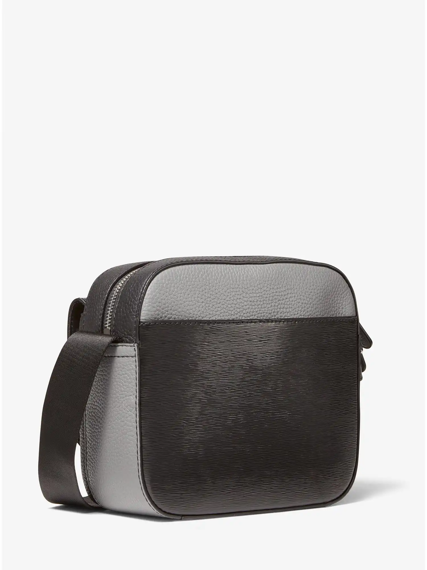 hudson color blocked leather messenger bag black
