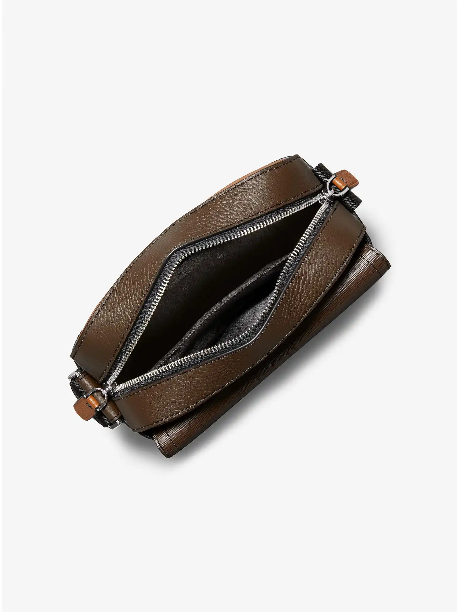 hudson color blocked leather messenger bag brown