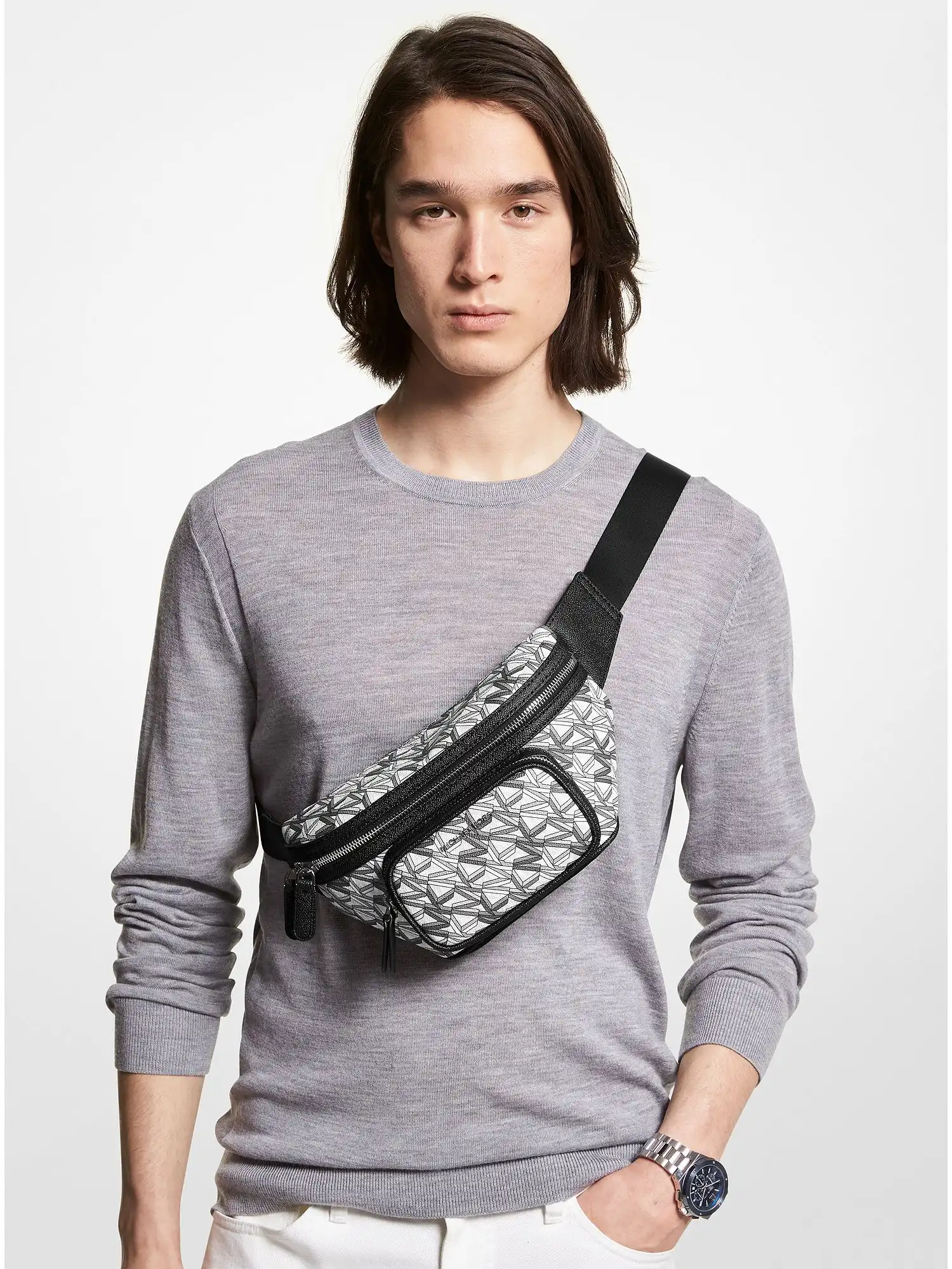 hudson graphic logo sling pack blk wht mlti