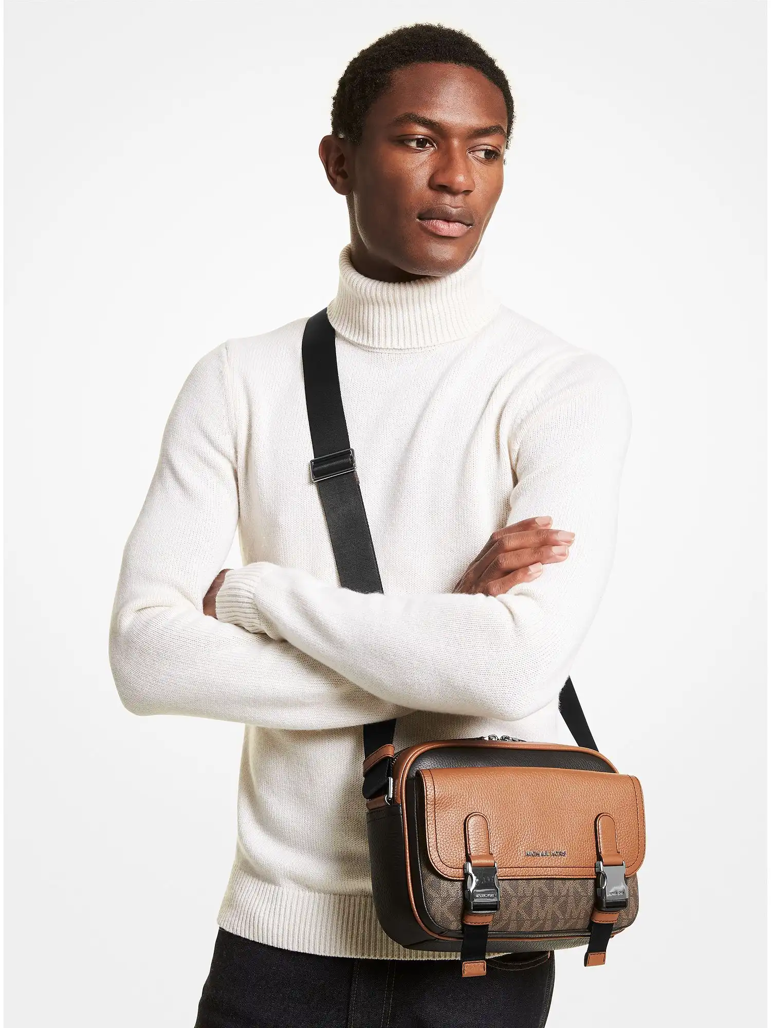 hudson large leather crossbody bag brown multi