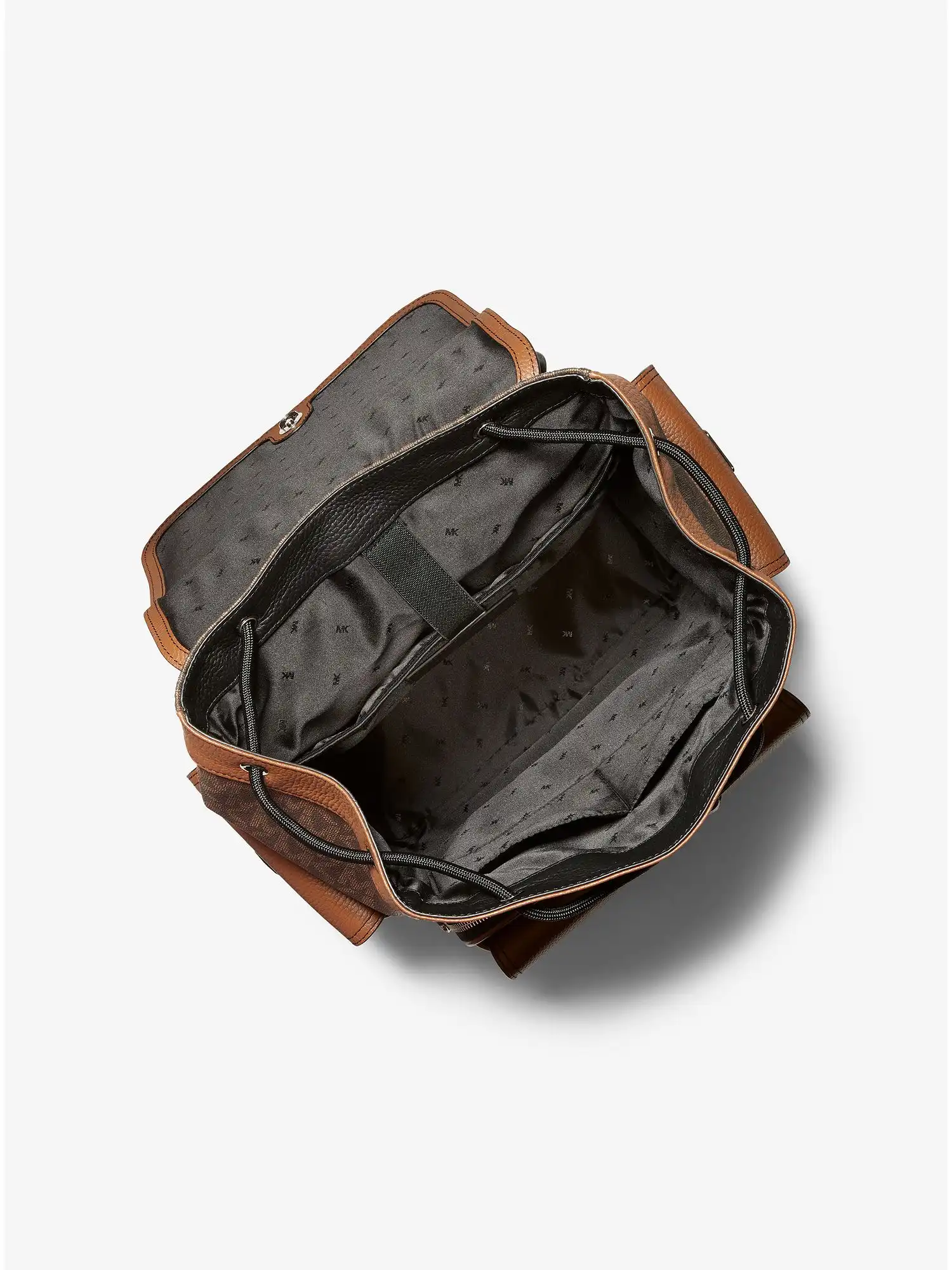 hudson logo and leather backpack brown multi