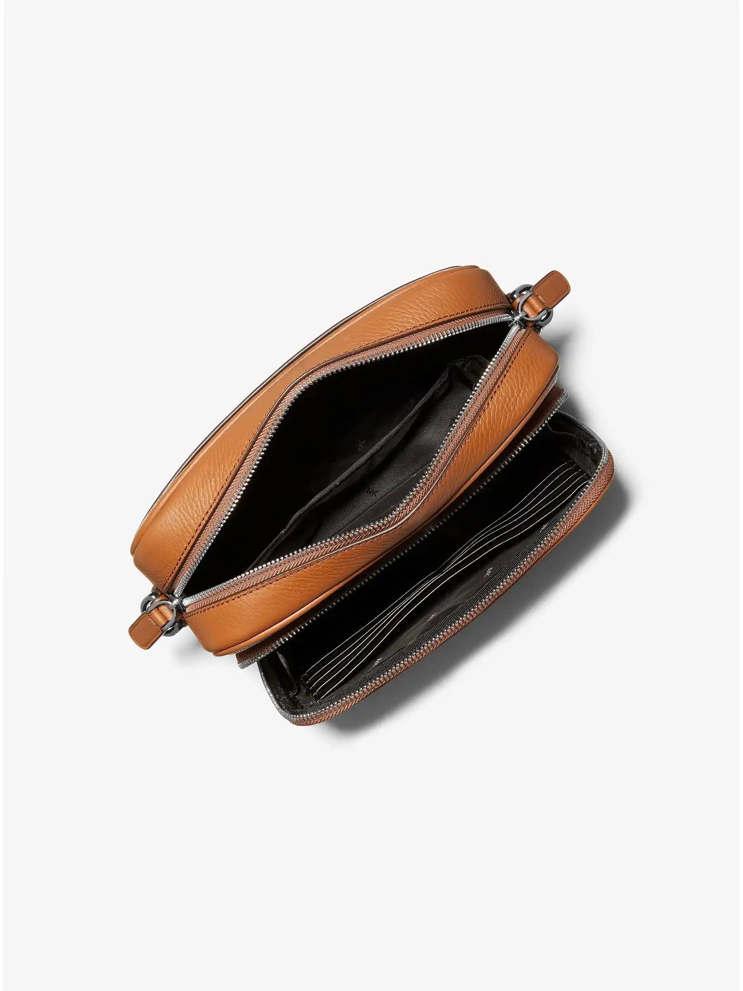 hudson logo stripe and leather crossbody bag camel combo