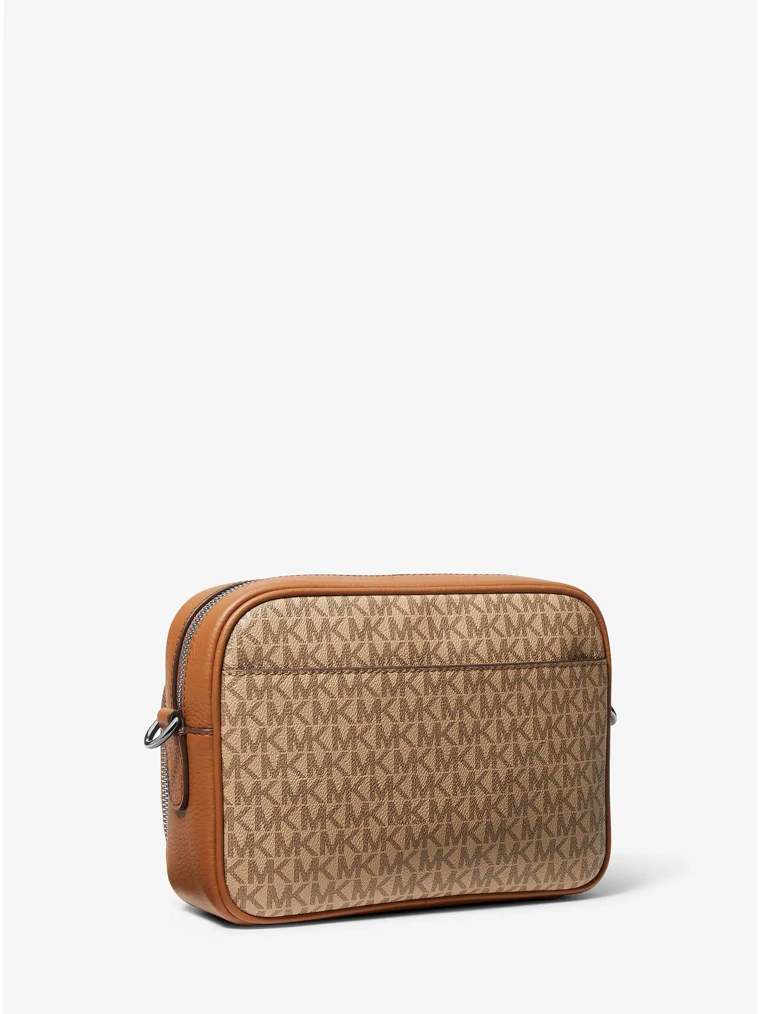 hudson logo stripe and leather crossbody bag camel combo