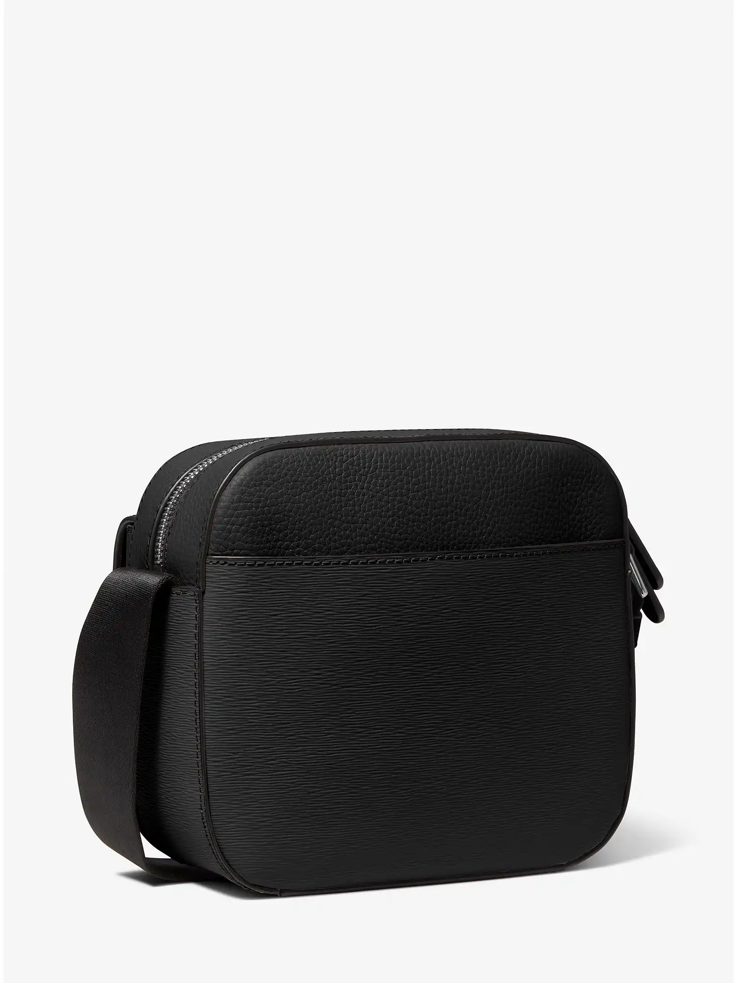hudson textured leather messenger bag black