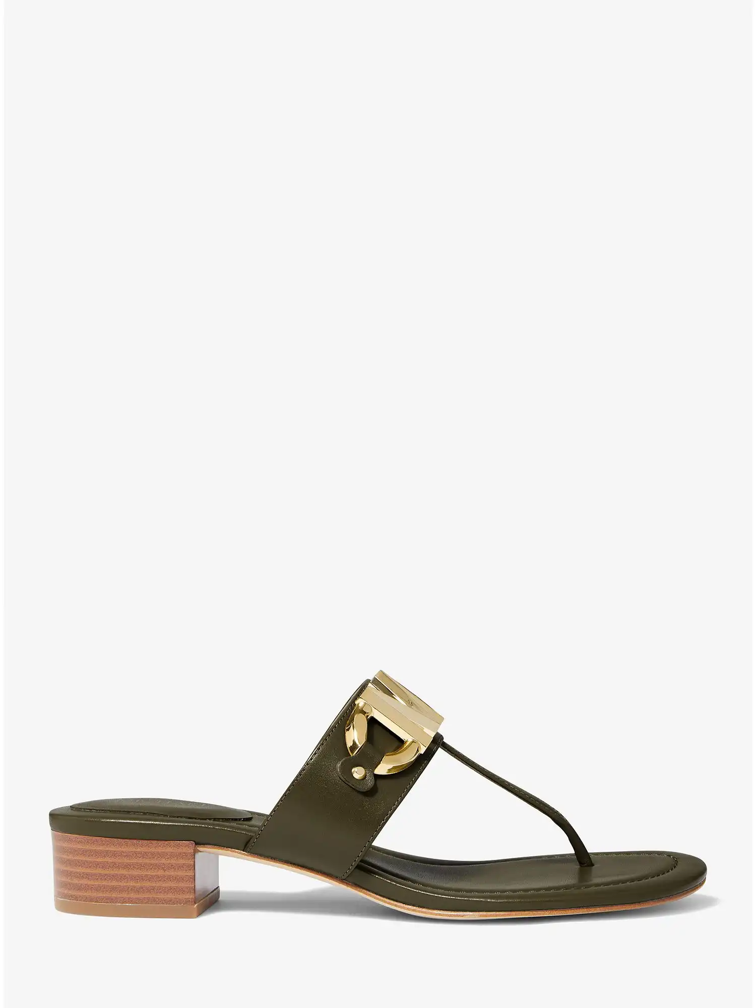 izzy logo embellished leather sandal olive