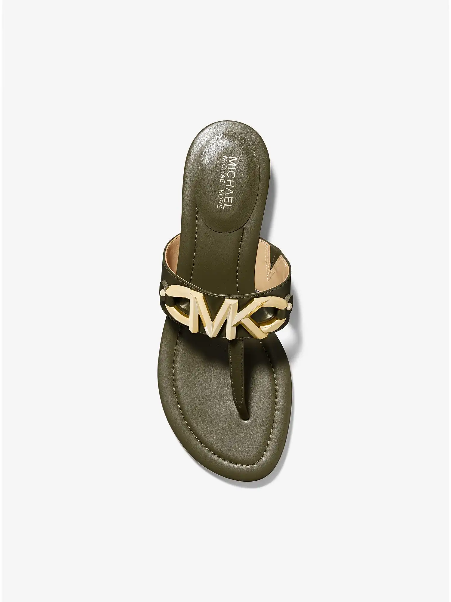 izzy logo embellished leather sandal olive