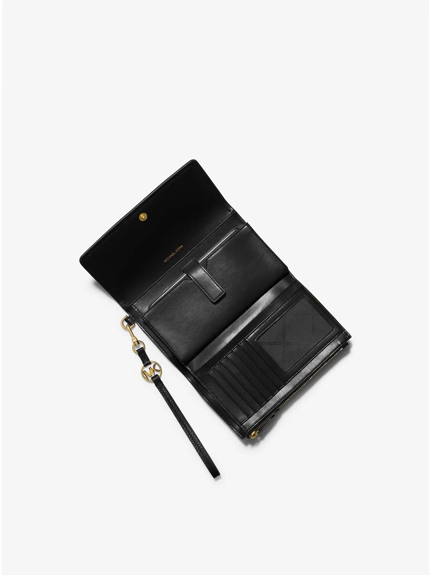 jet set charm pebbled leather smartphone wallet black