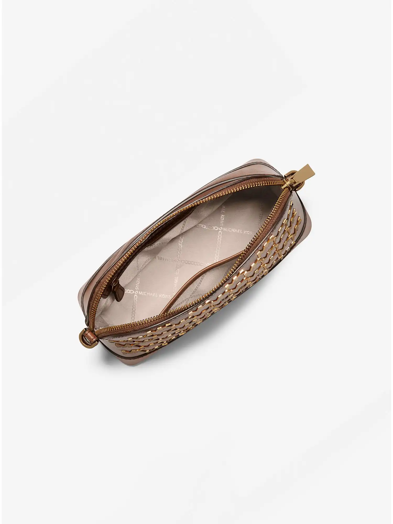 jet set large embellished faux leather dome crossbody bag luggage