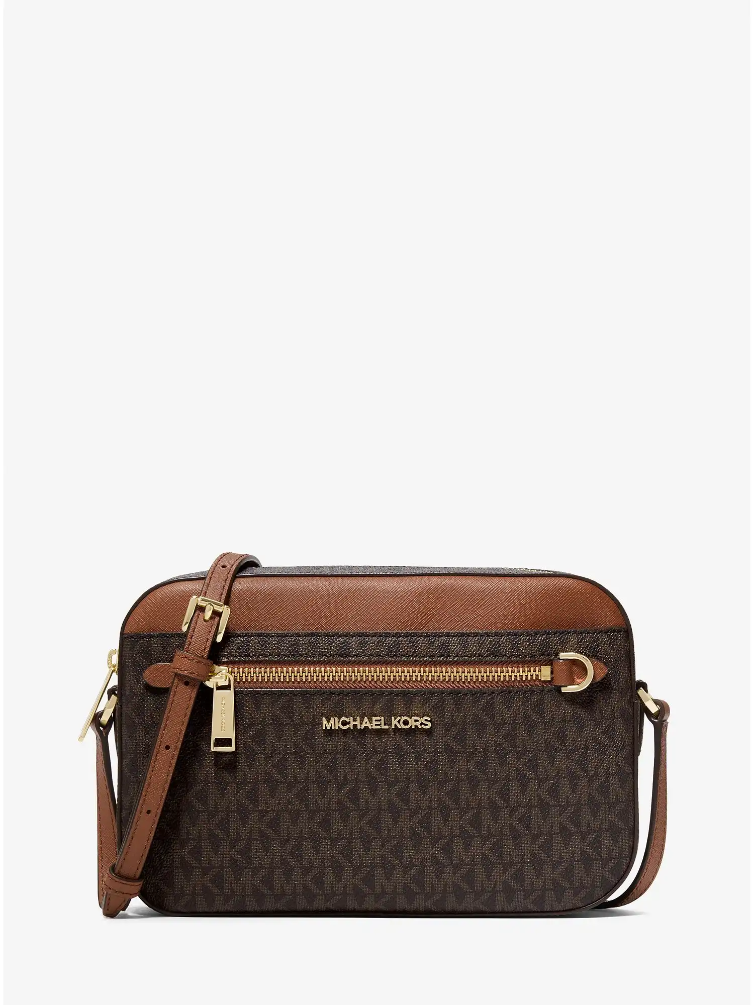 jet set large logo crossbody bag brown