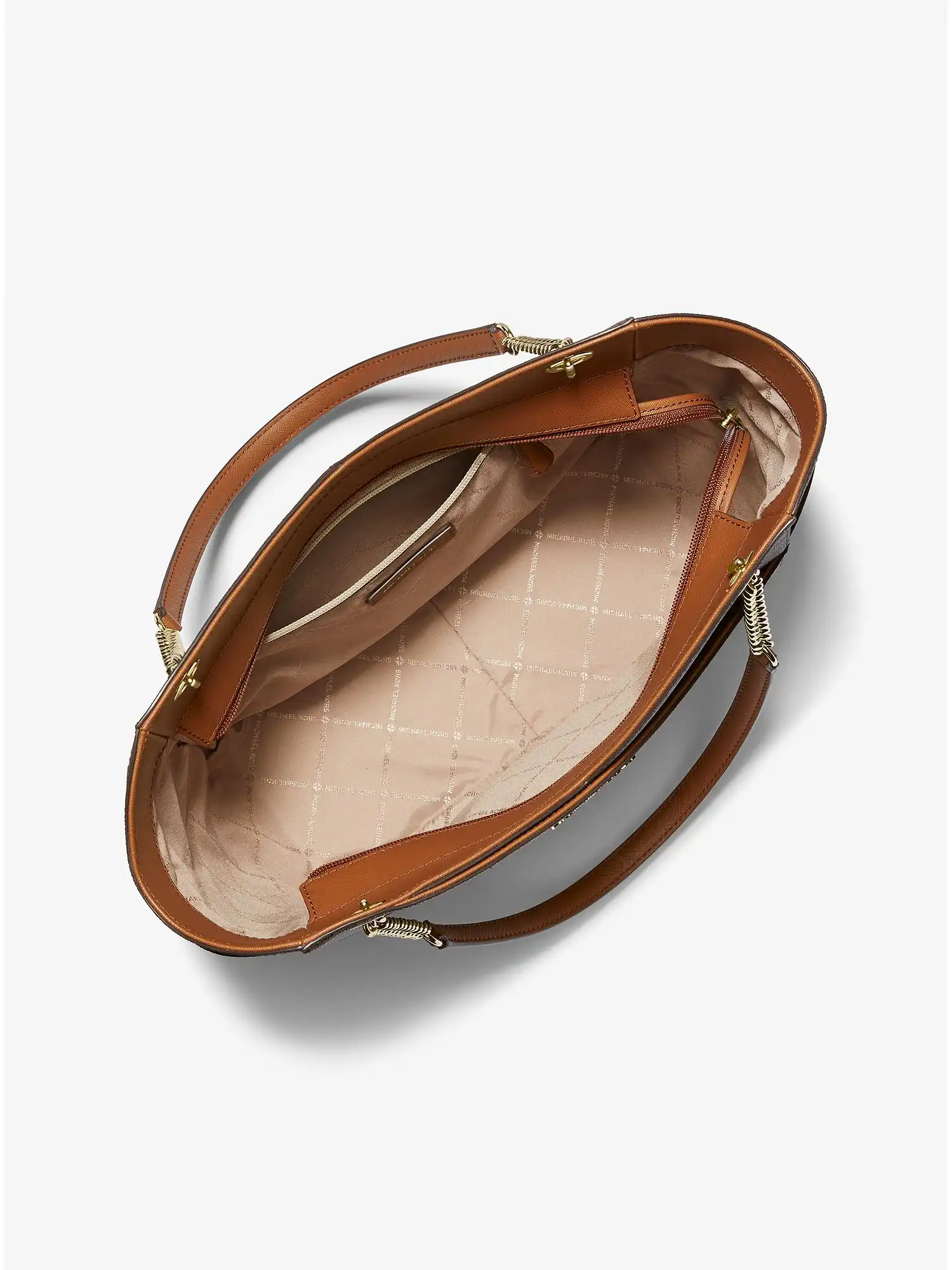 jet set large logo shoulder bag brown