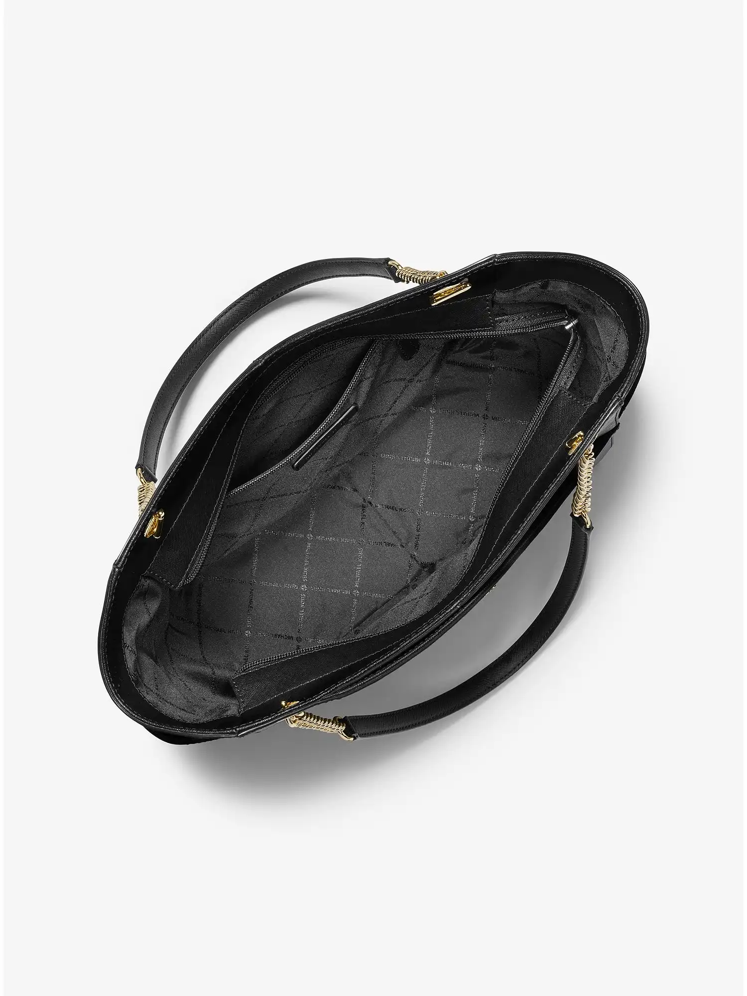 jet set large saffiano leather shoulder bag black