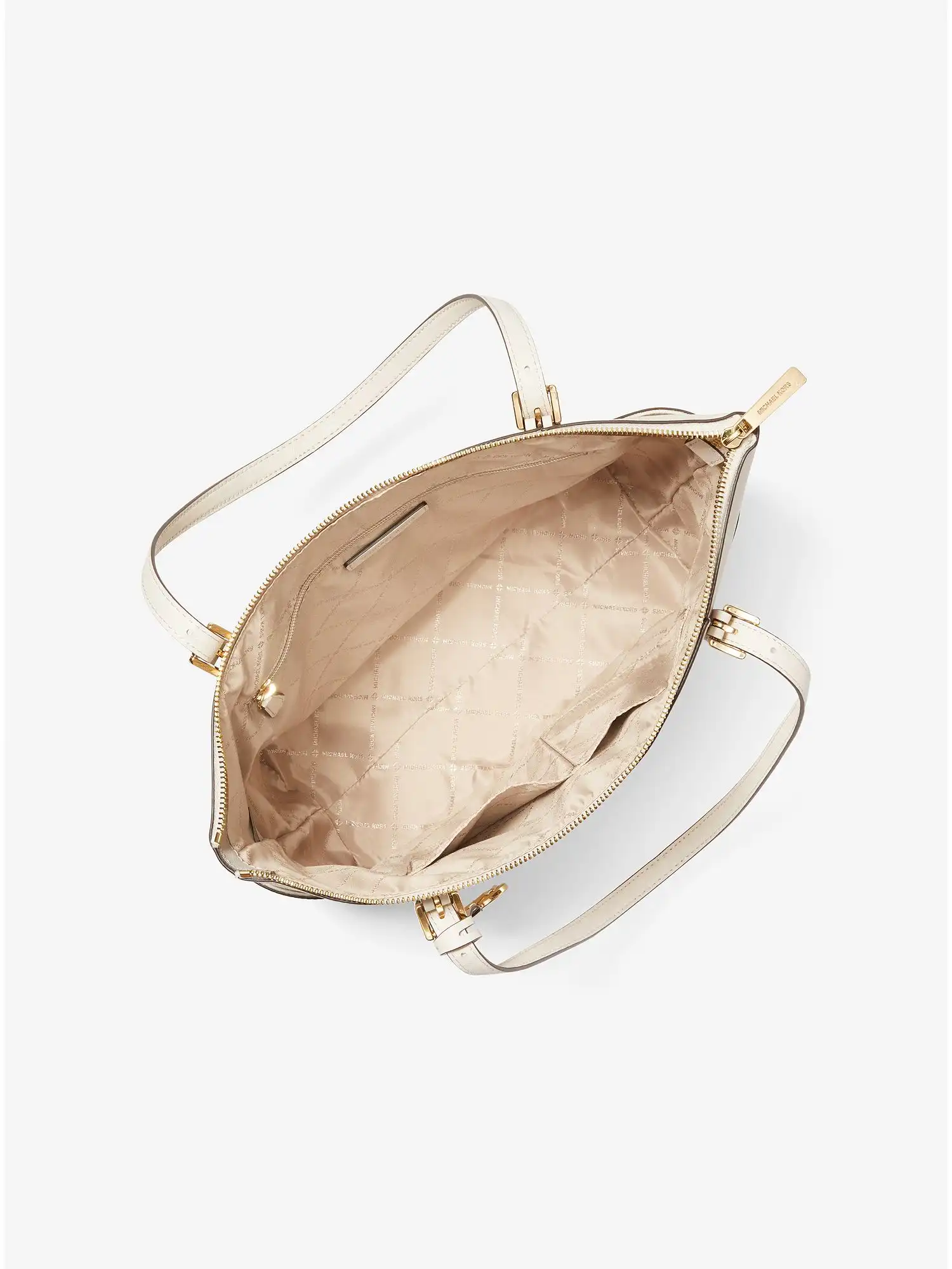 jet set large saffiano leather top zip tote bag lt cream