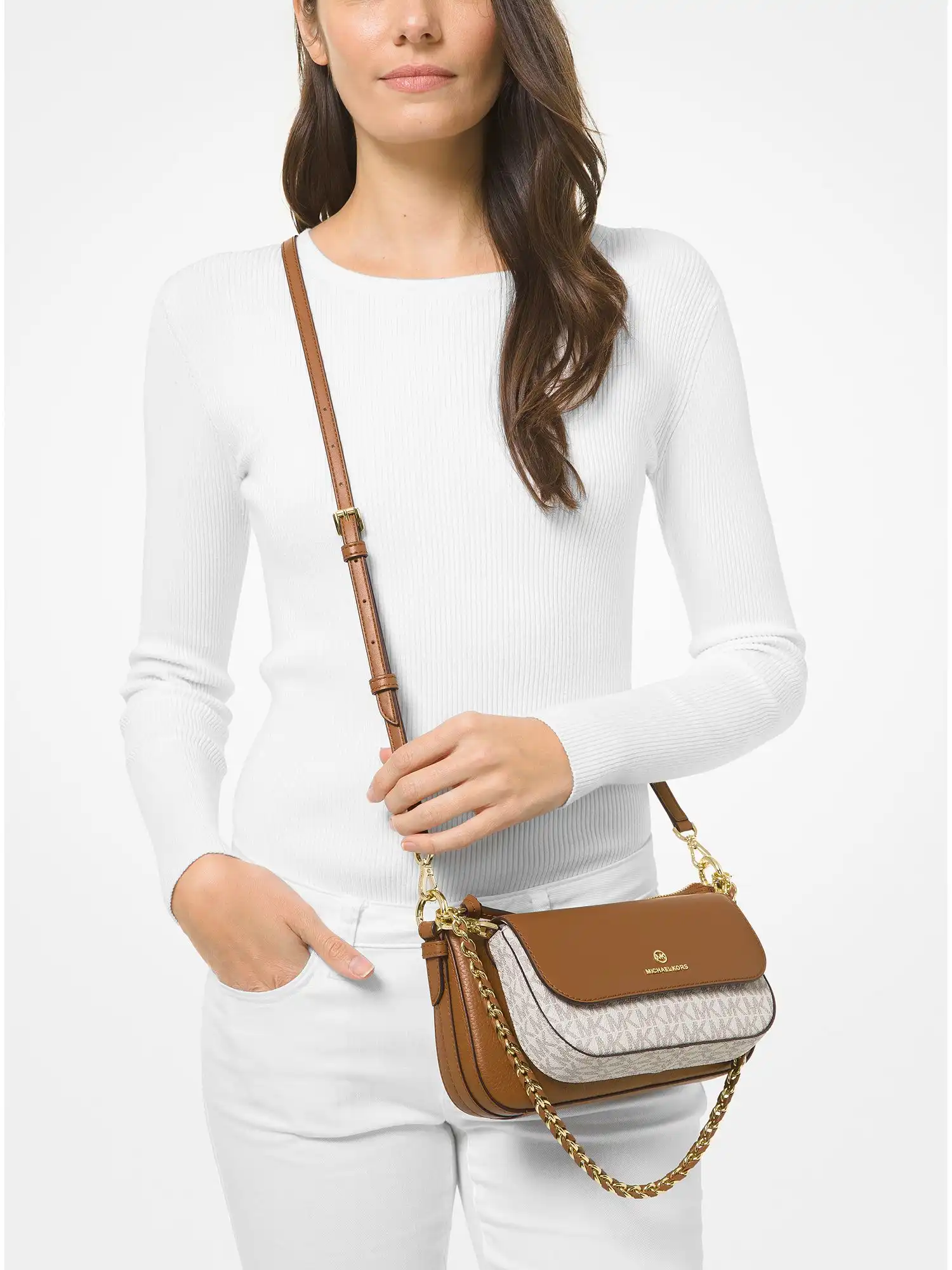 jet set medium leather and logo 4 in 1 crossbody bag set vanilla acorn