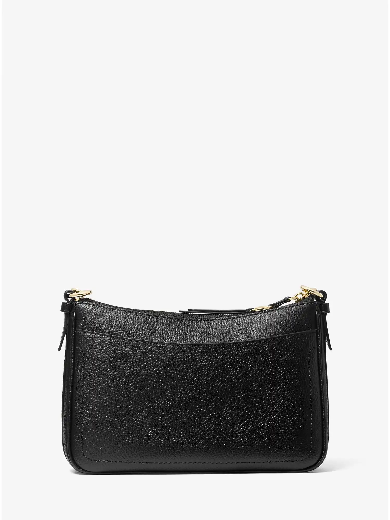 jet set medium pebbled leather shoulder bag black