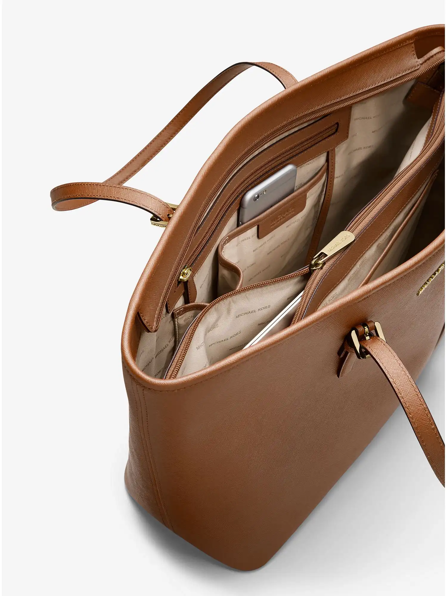 jet set medium saffiano leather top zip tote bag luggage