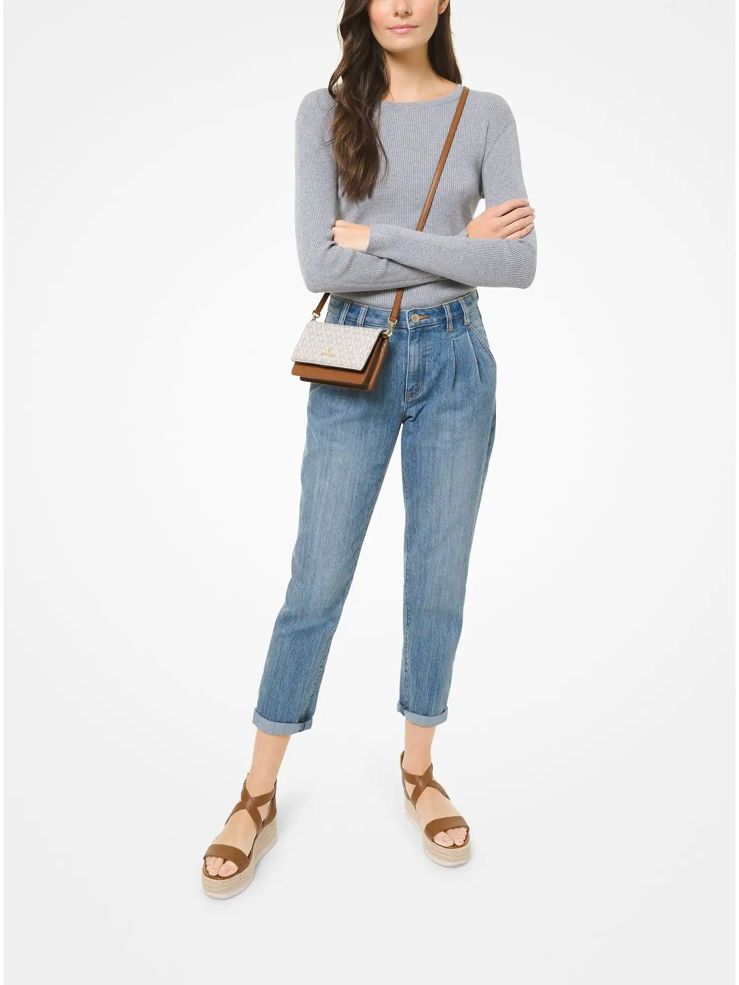 jet set small logo smartphone convertible crossbody bag vanilla acorn