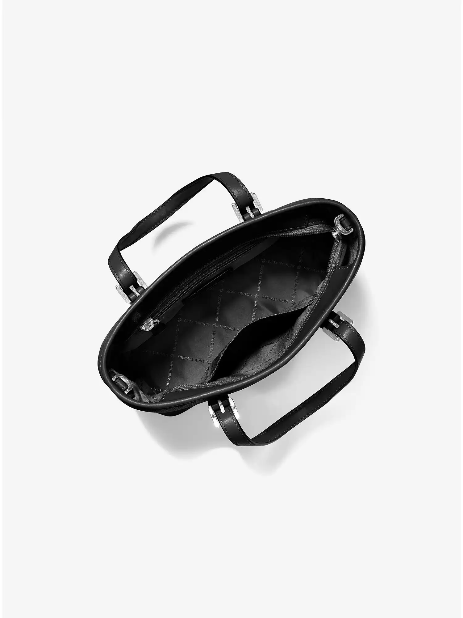 jet set travel extra small logo embossed pebbled leather tote black