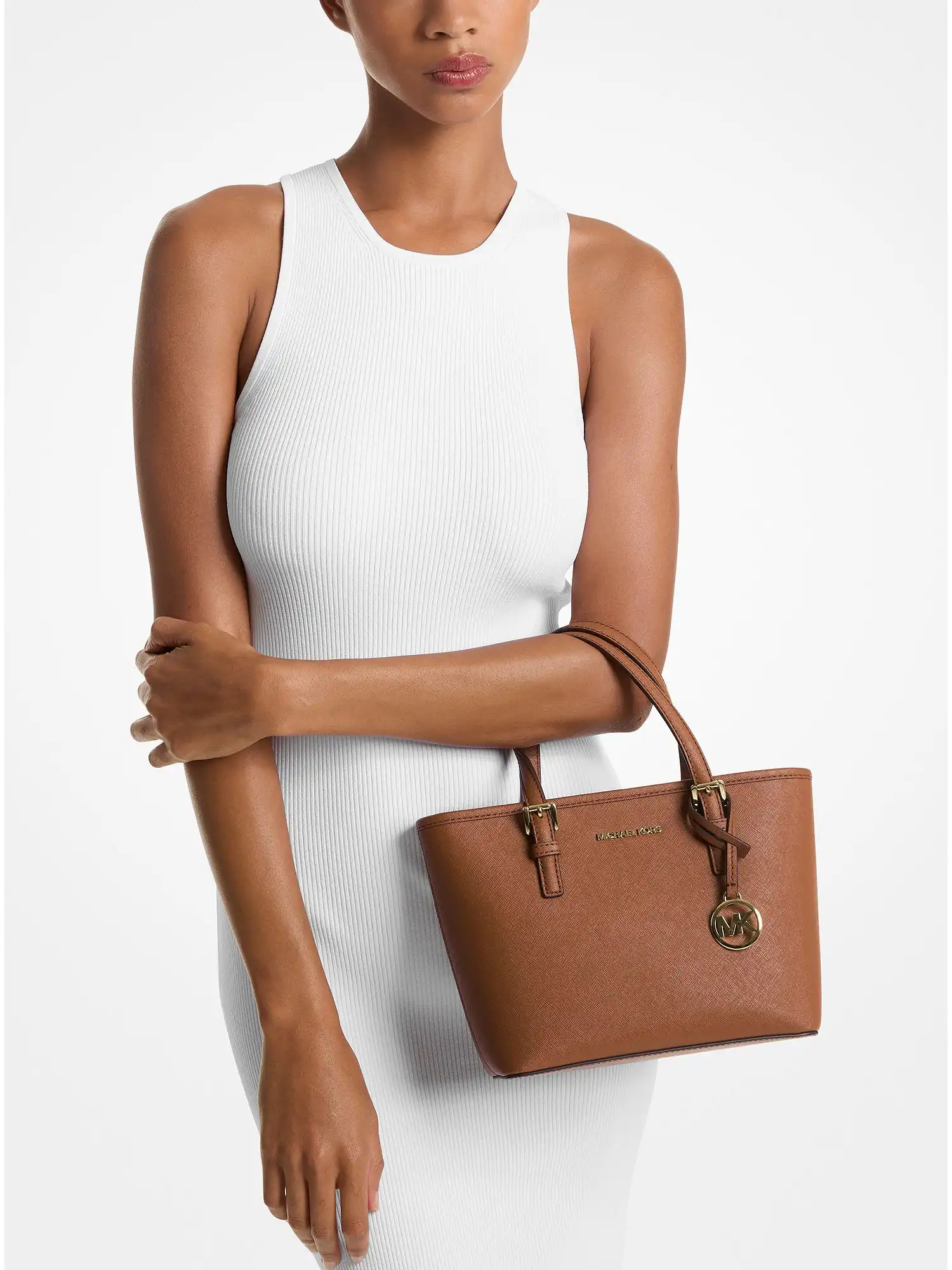 jet set travel extra small saffiano leather top zip tote bag luggage