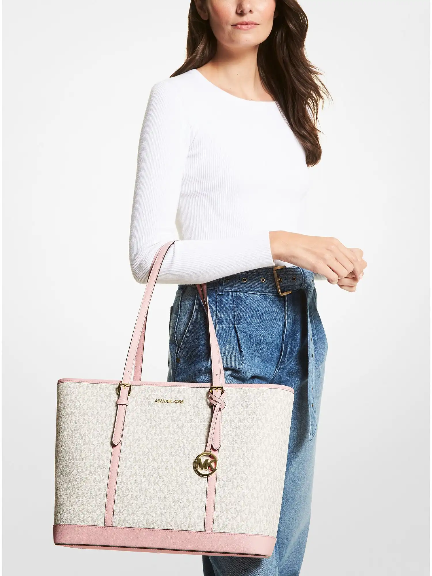 jet set travel large logo tote bag pwd blsh mlt