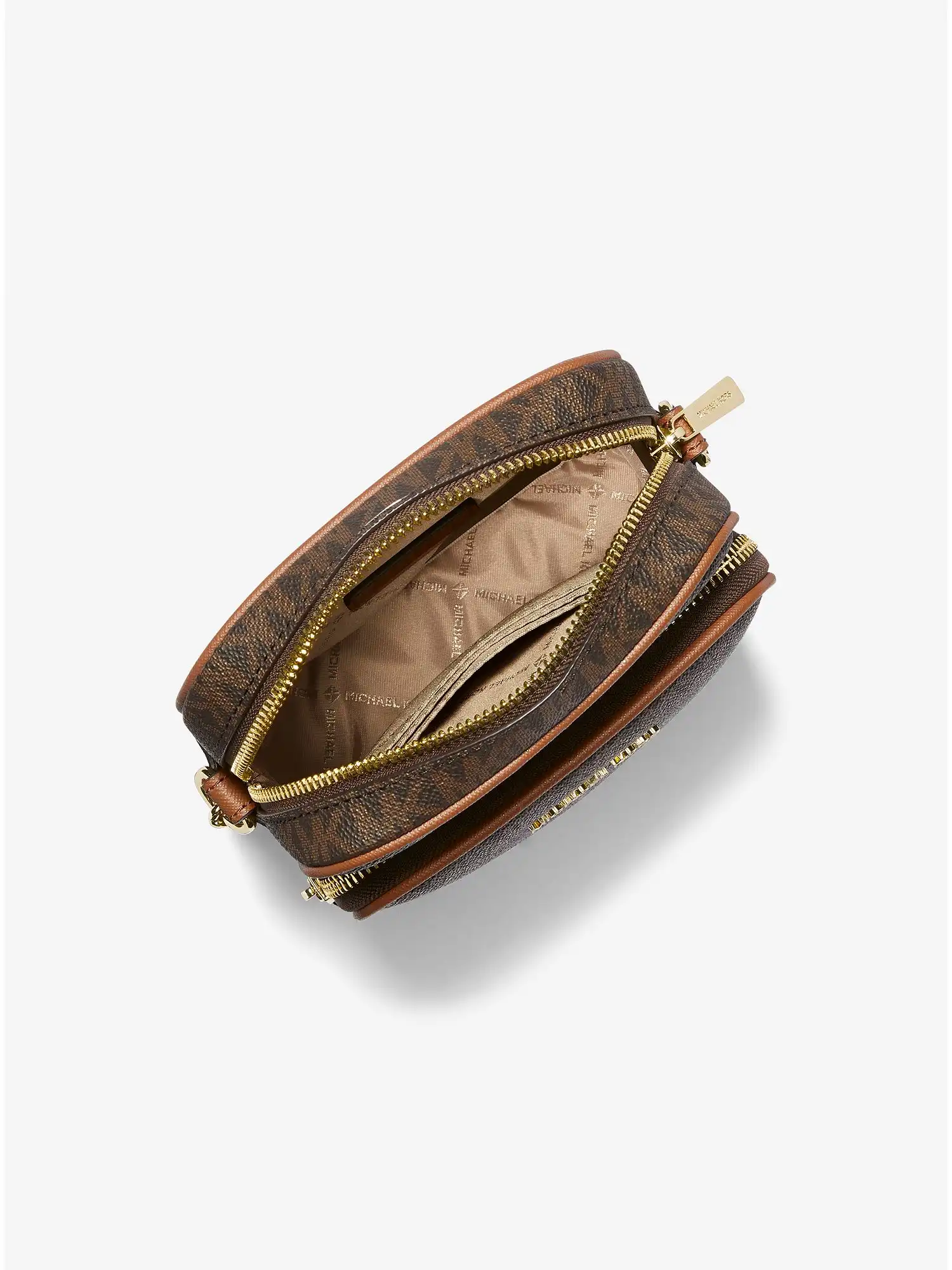 jet set travel medium logo crossbody bag brown