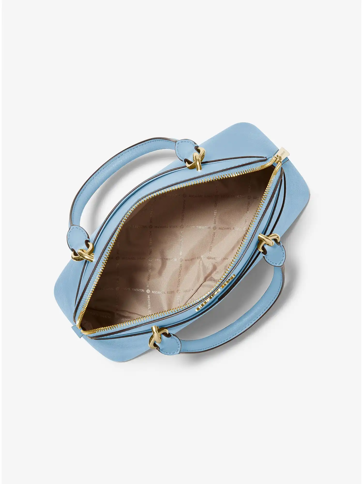 jet set travel medium saffiano leather dome satchel chambray