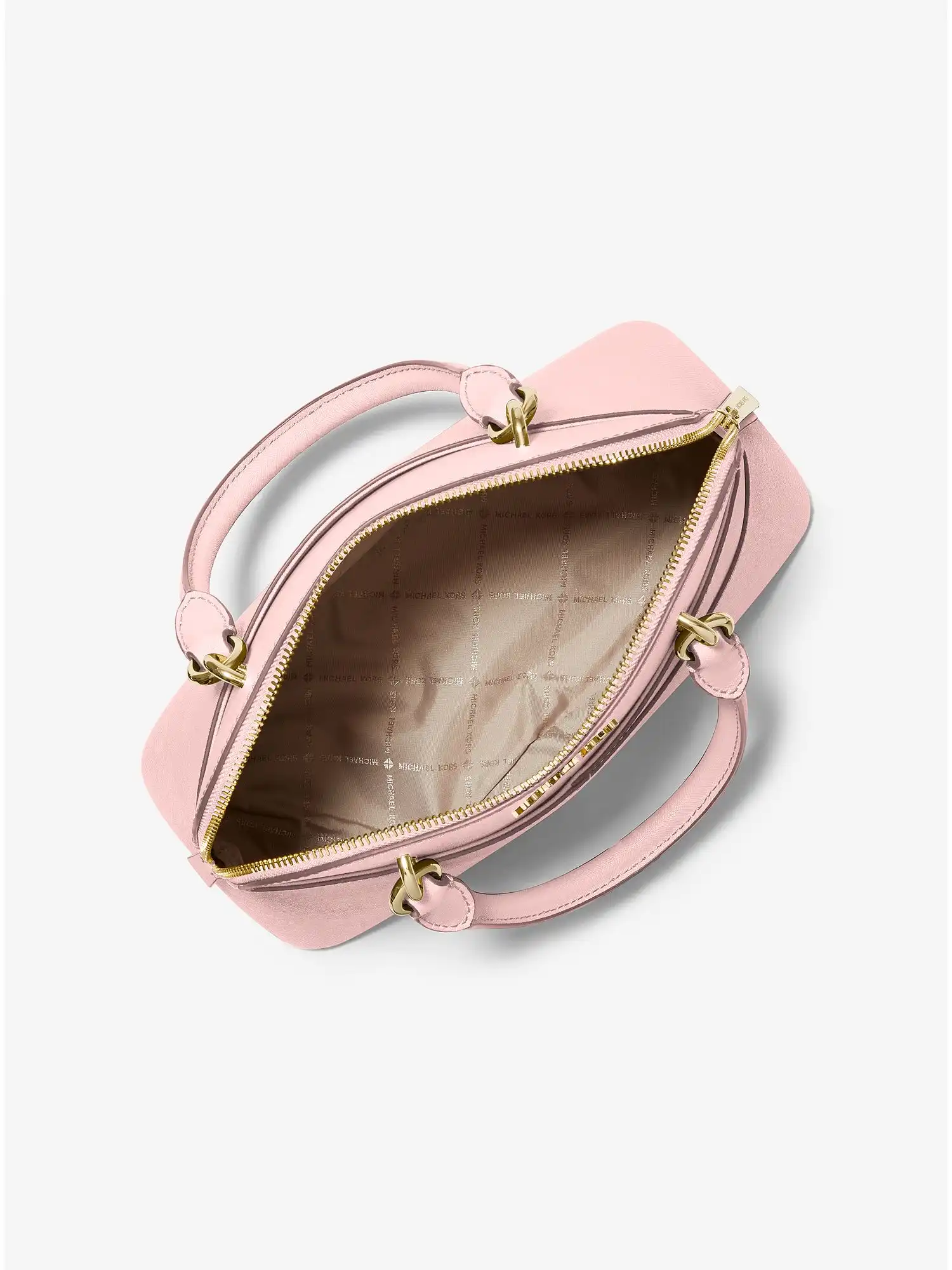 jet set travel medium saffiano leather dome satchel powder blush