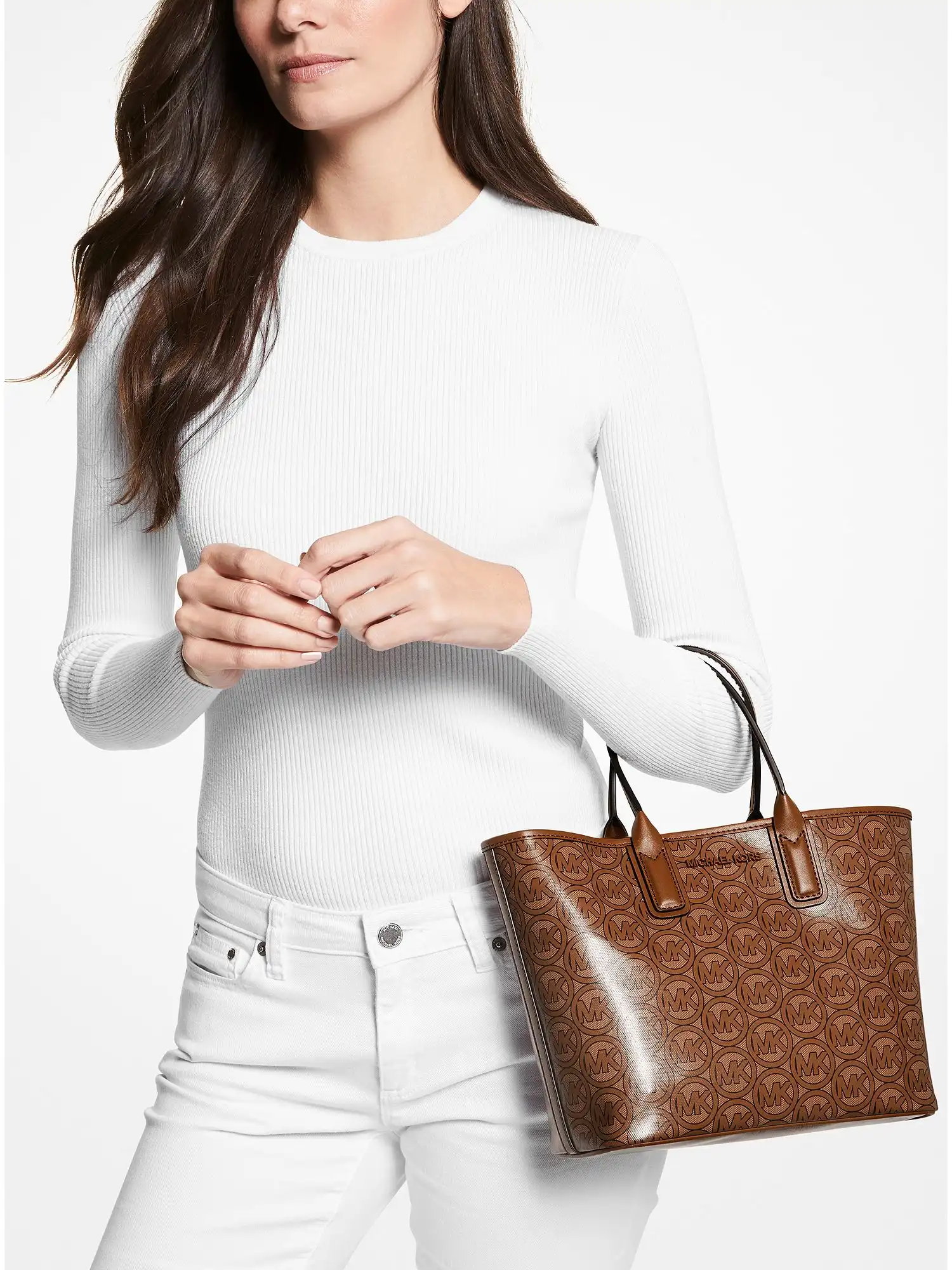 jodie small logo jacquard tote bag luggage