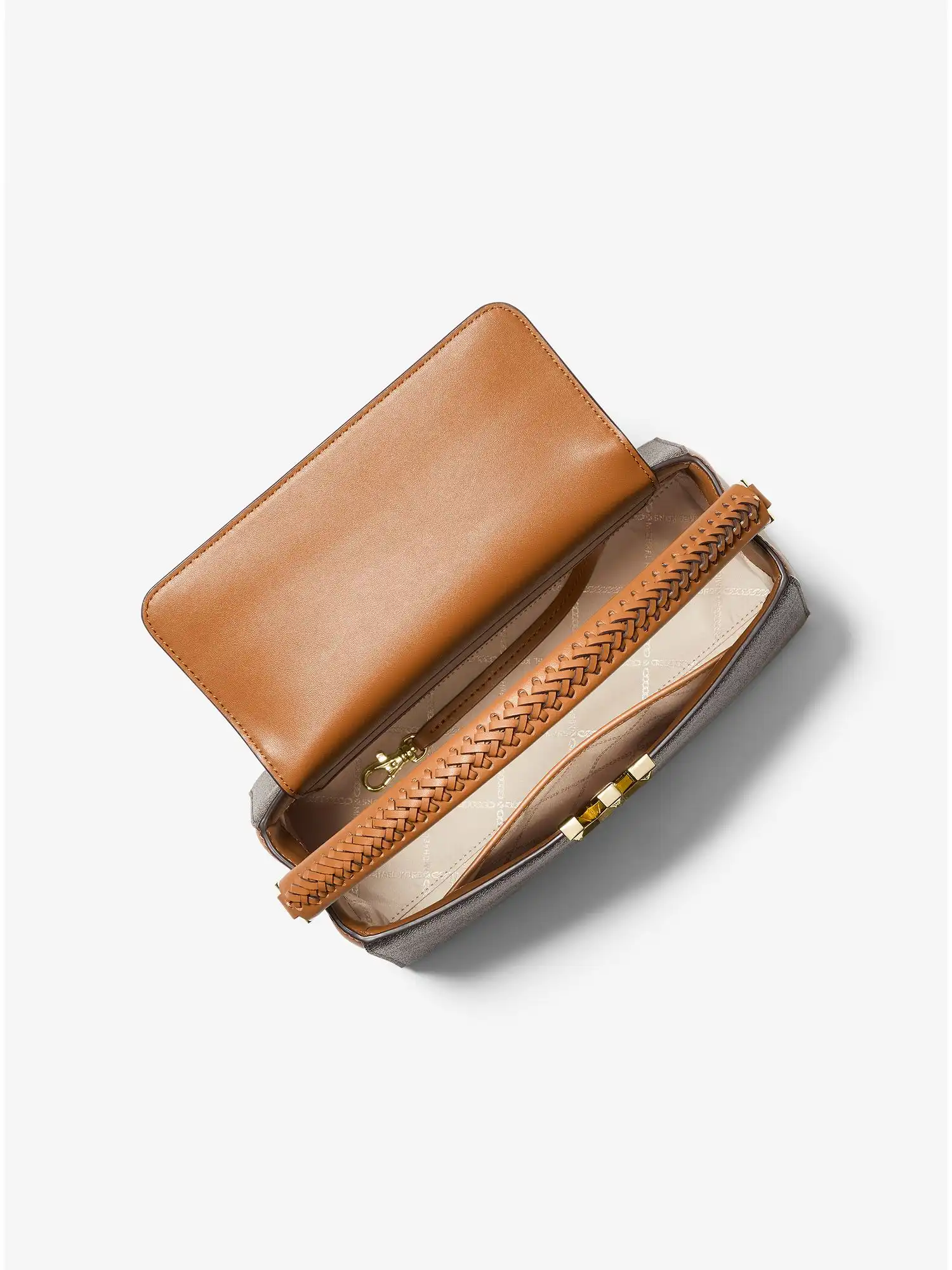 karlie medium logo satchel brn acorn