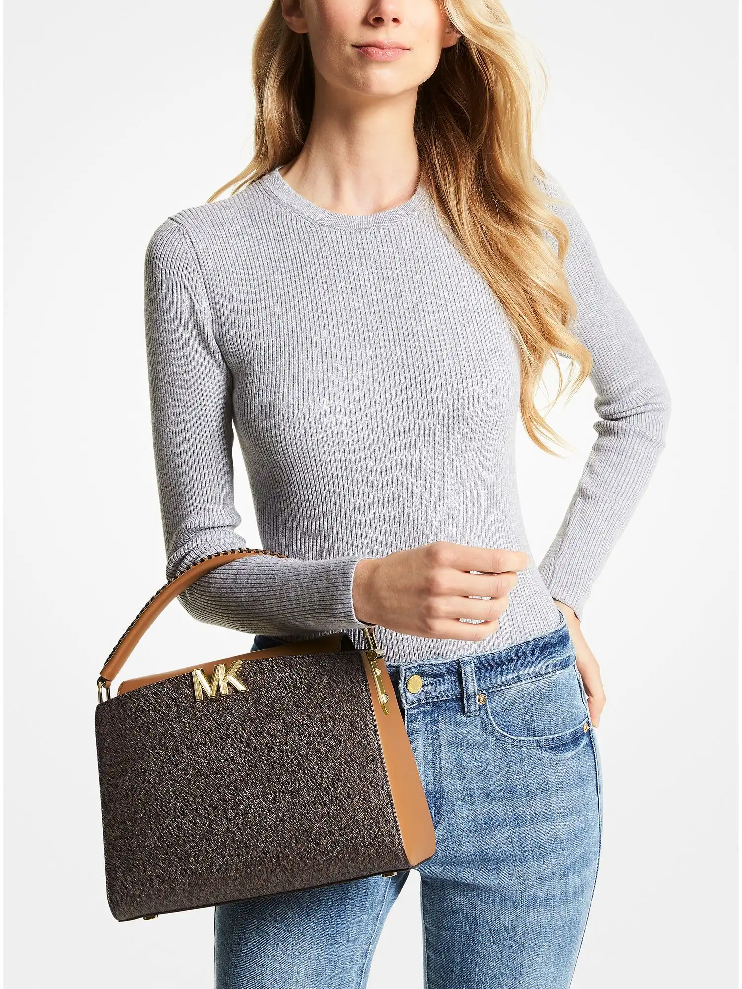 karlie medium logo satchel brn acorn