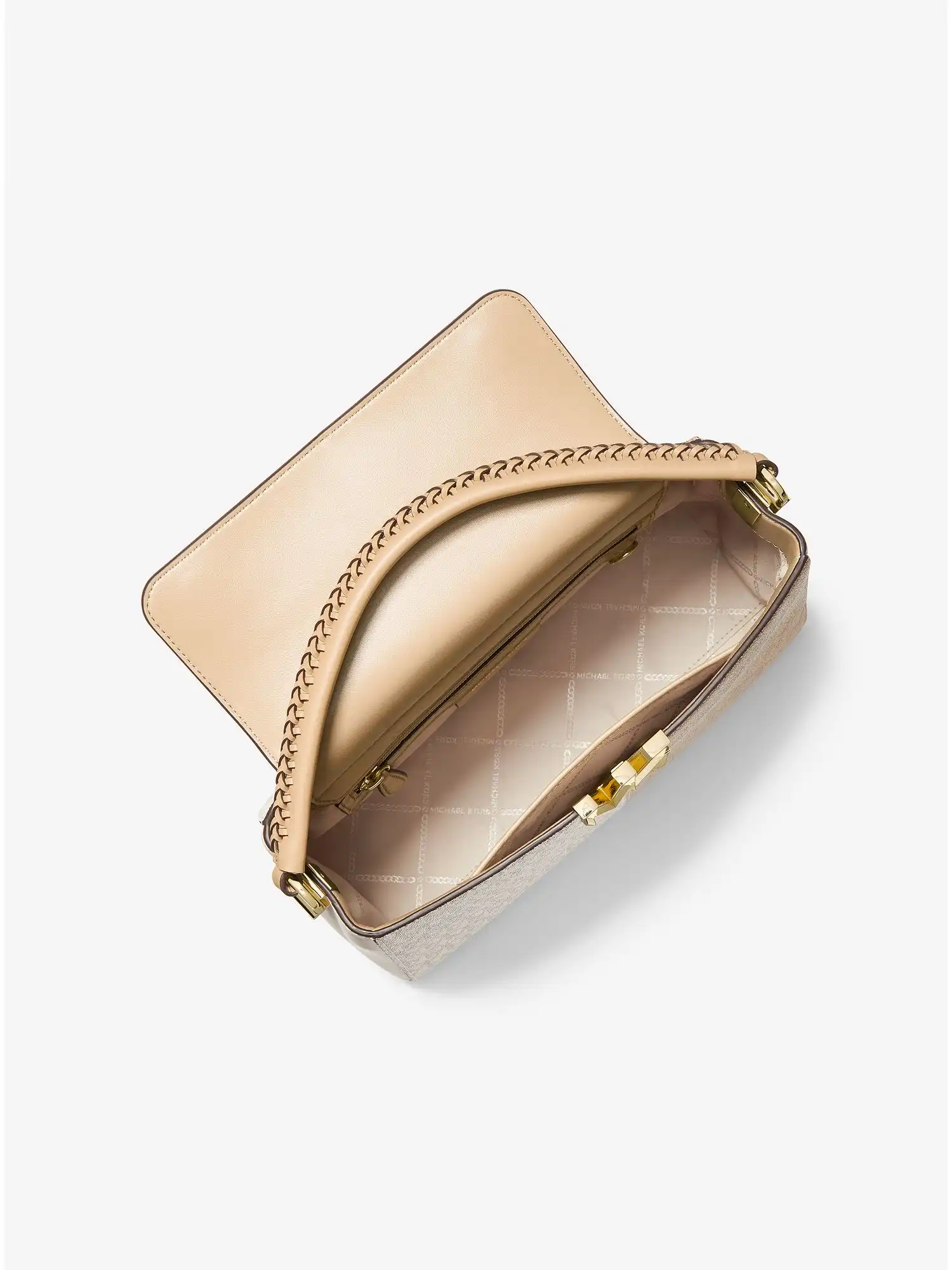 karlie medium two tone graphic logo satchel vanilla combo