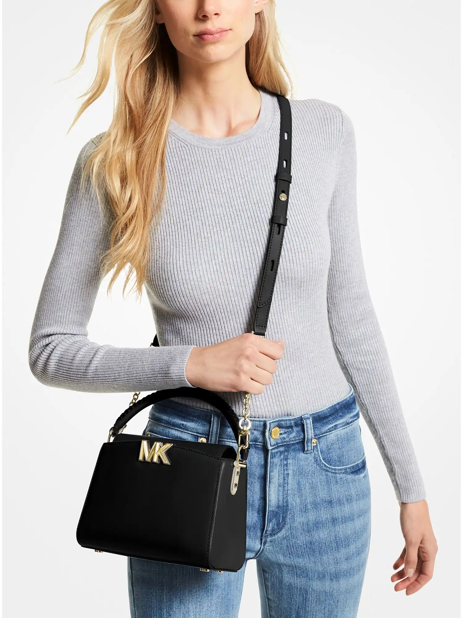 karlie small leather crossbody bag black